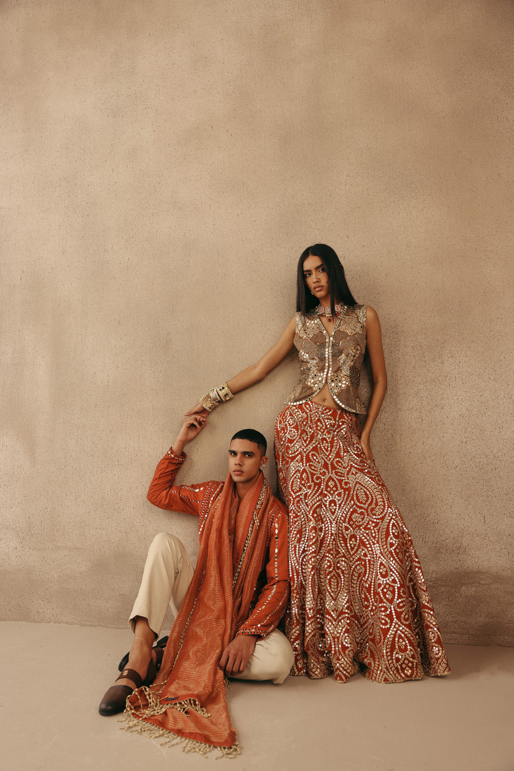 MIRRORWORK FISH CUT LEHENGA