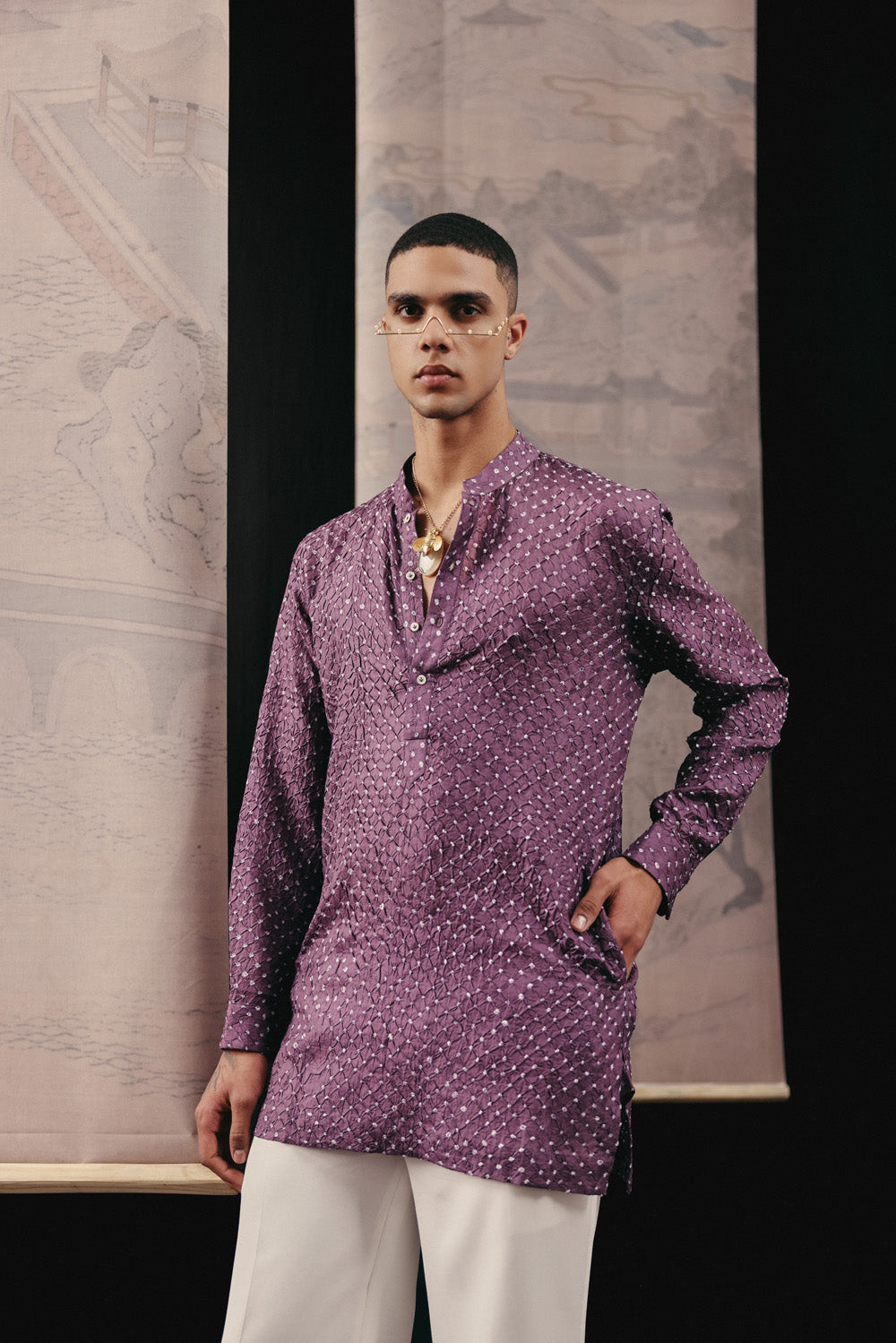 SILK RAI BANDHANI SHORT KURTA