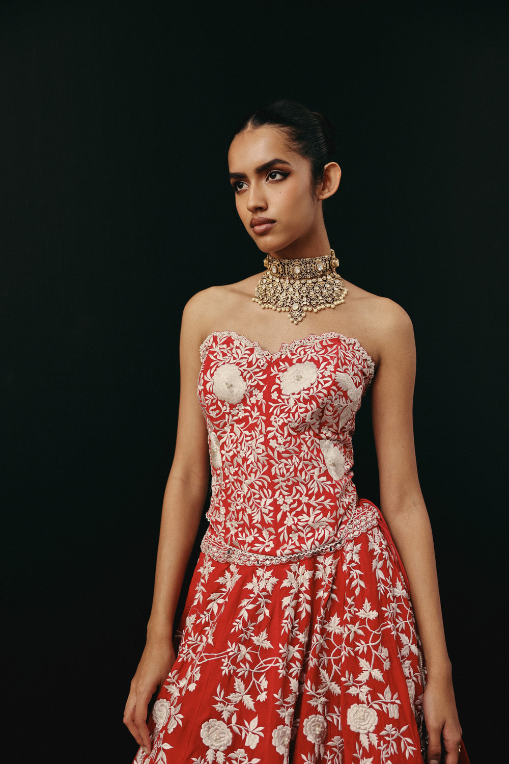RED PARSI GAARA LEHENGA
