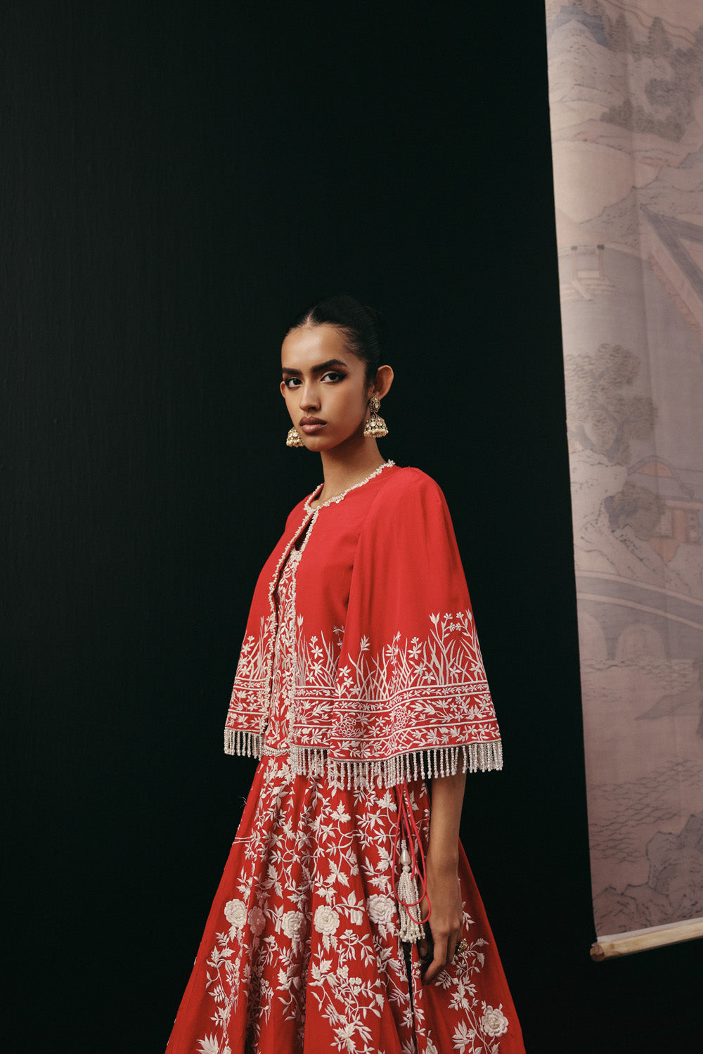 RED PARSI GAARA LEHENGA