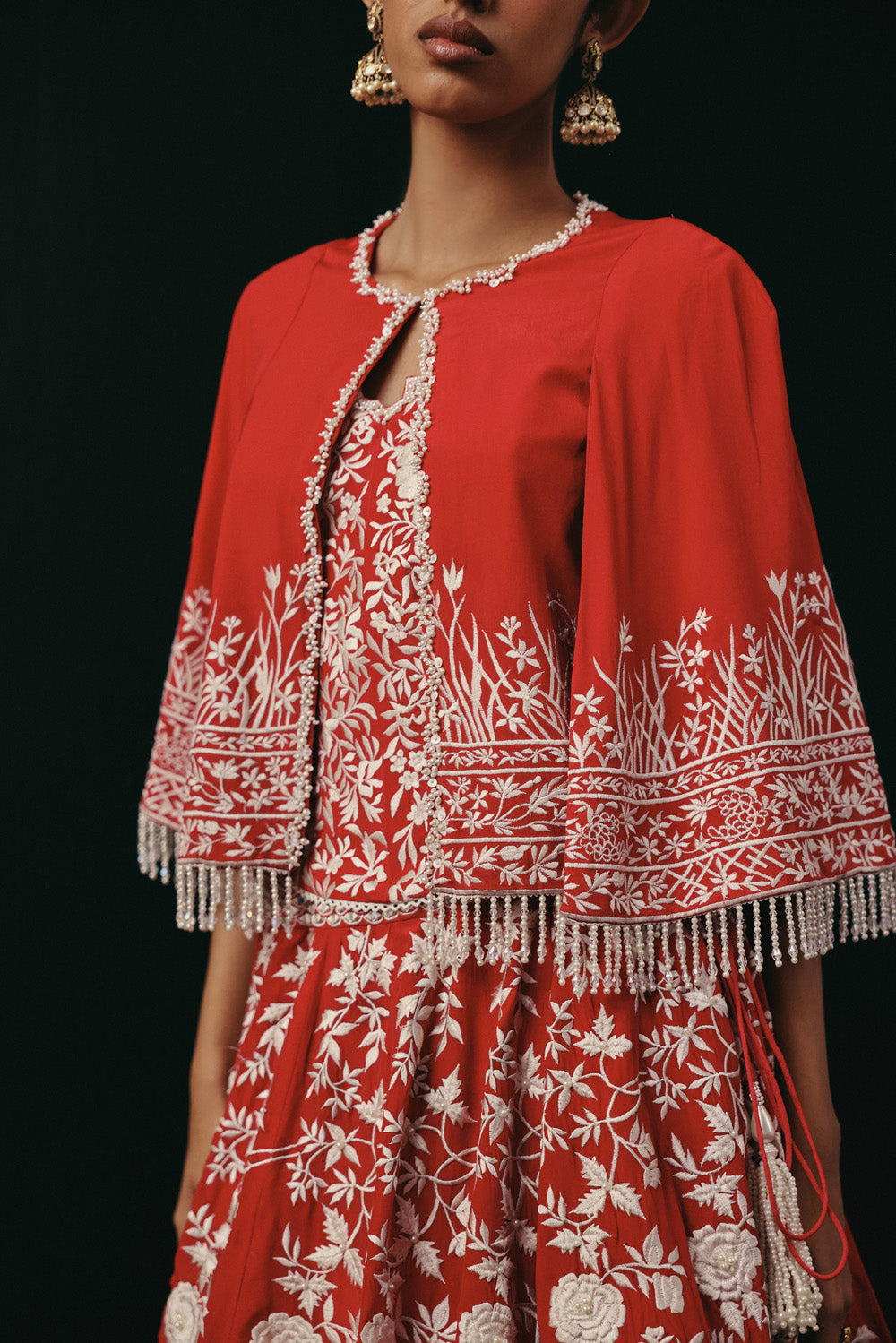 RED PARSI GAARA LEHENGA