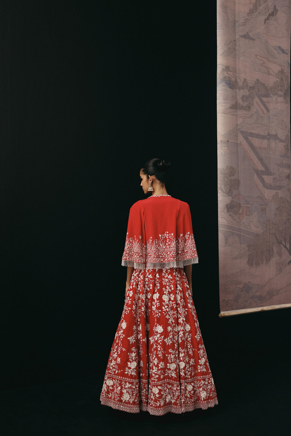 RED PARSI GAARA LEHENGA