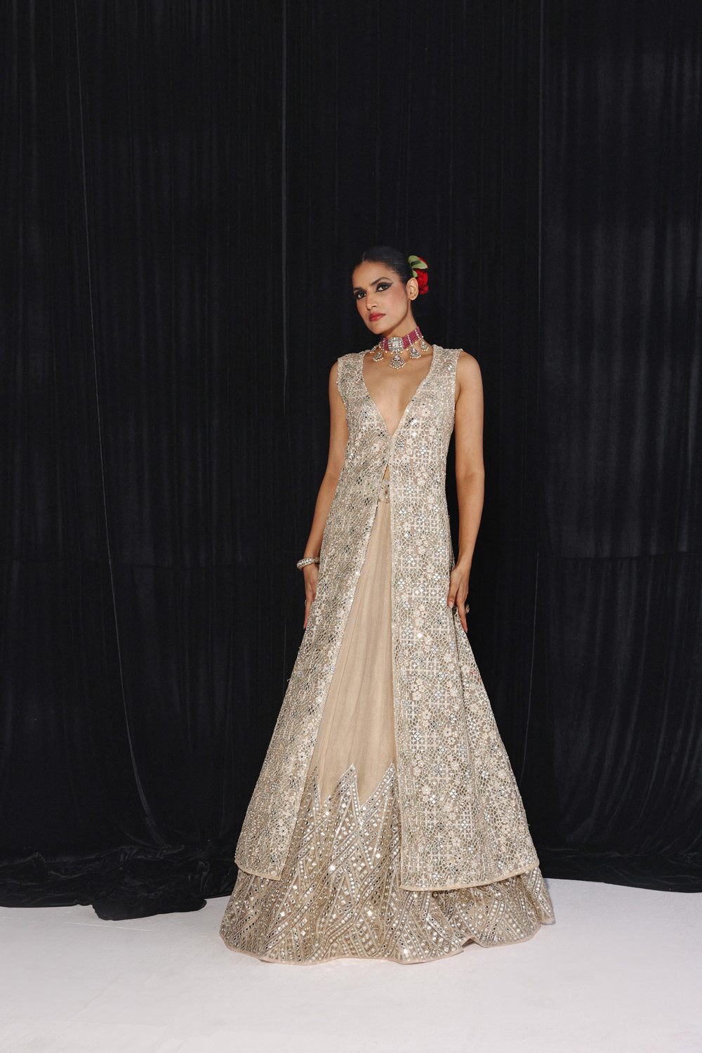 MIRRORWORK JACKET AND LEHENGA SET