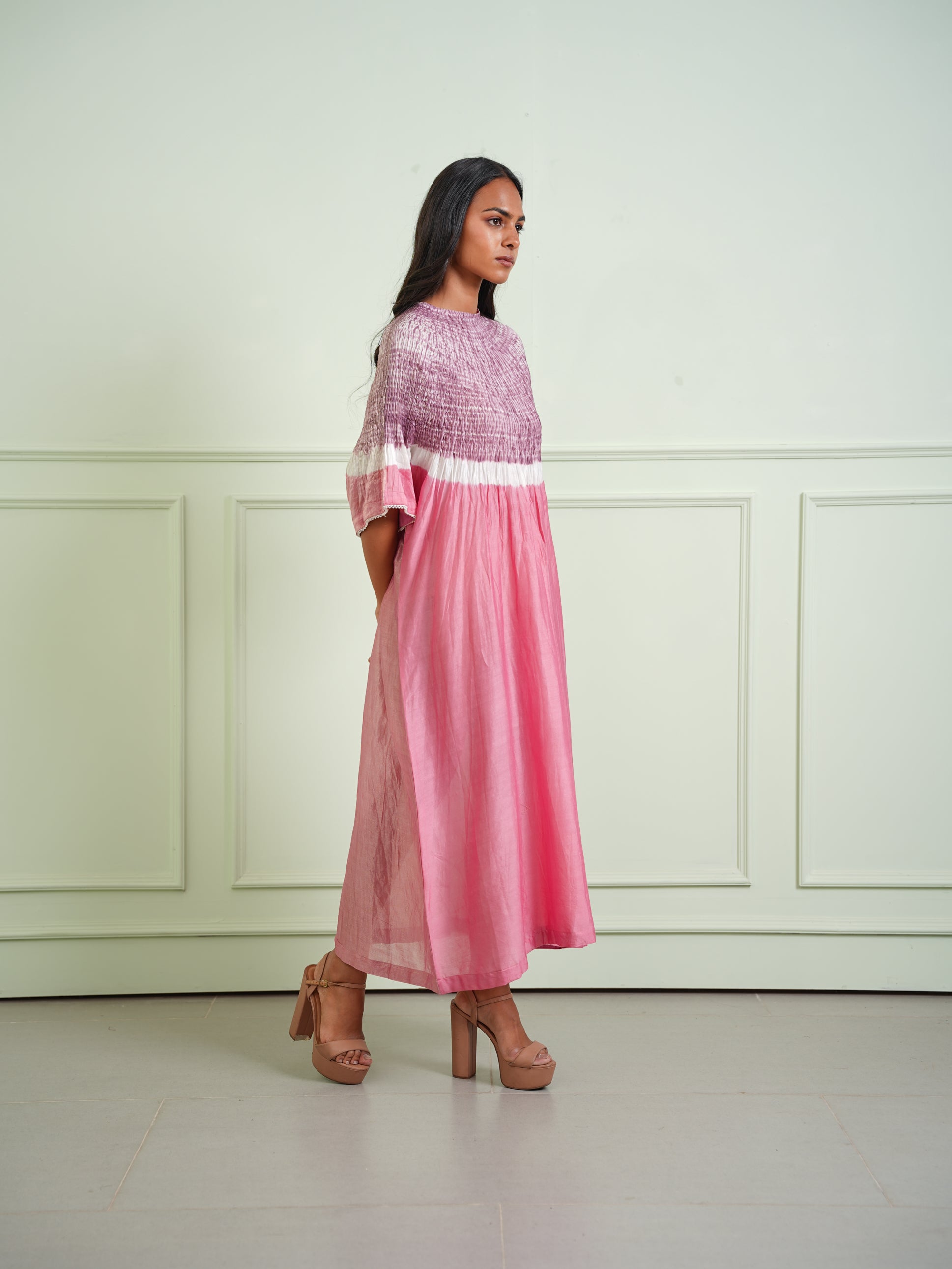 SHIBORI TISSUE SHORT SLEEVES KURTA