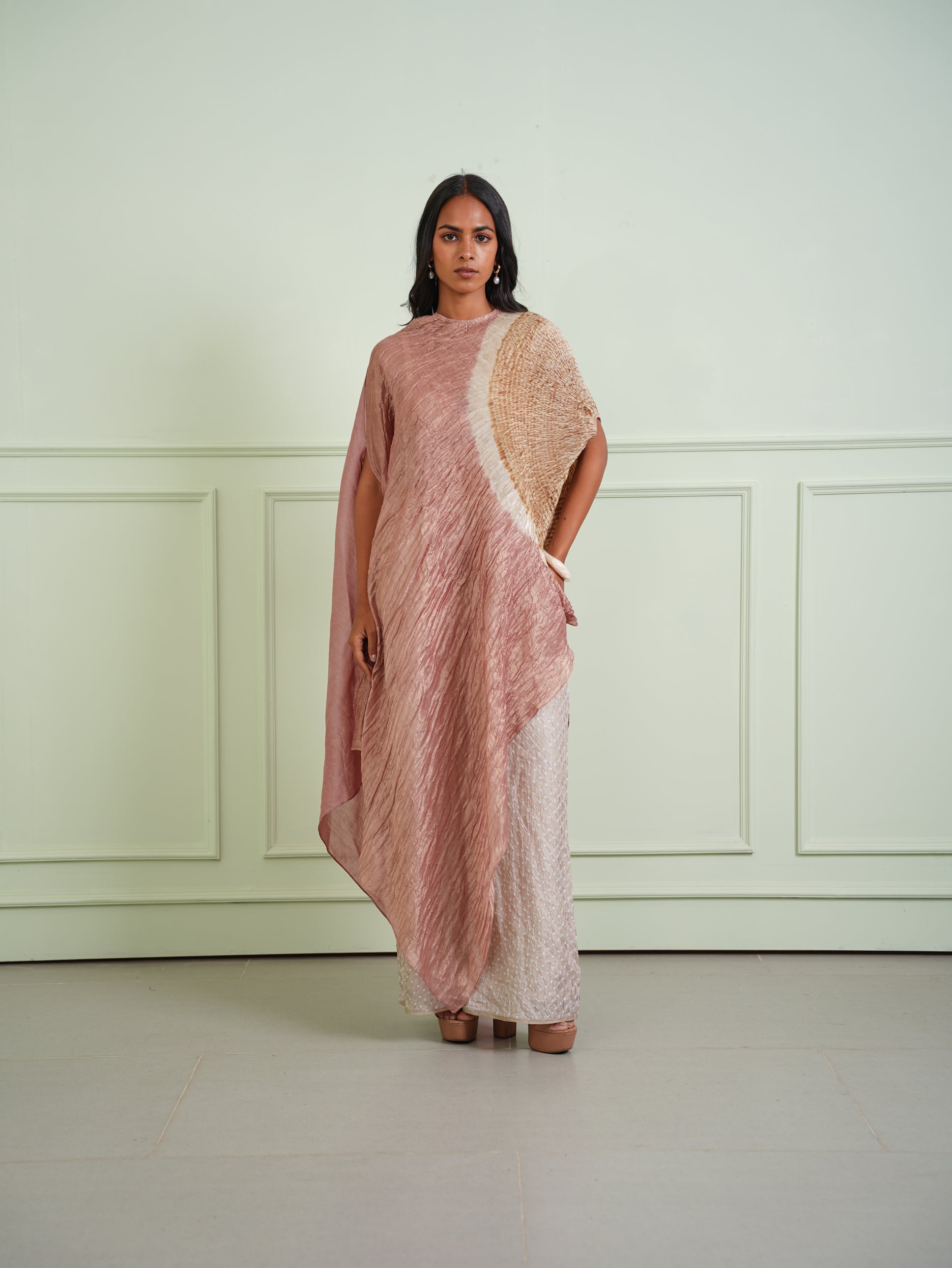 SHIBORI TISSUE ASYM DRESS
