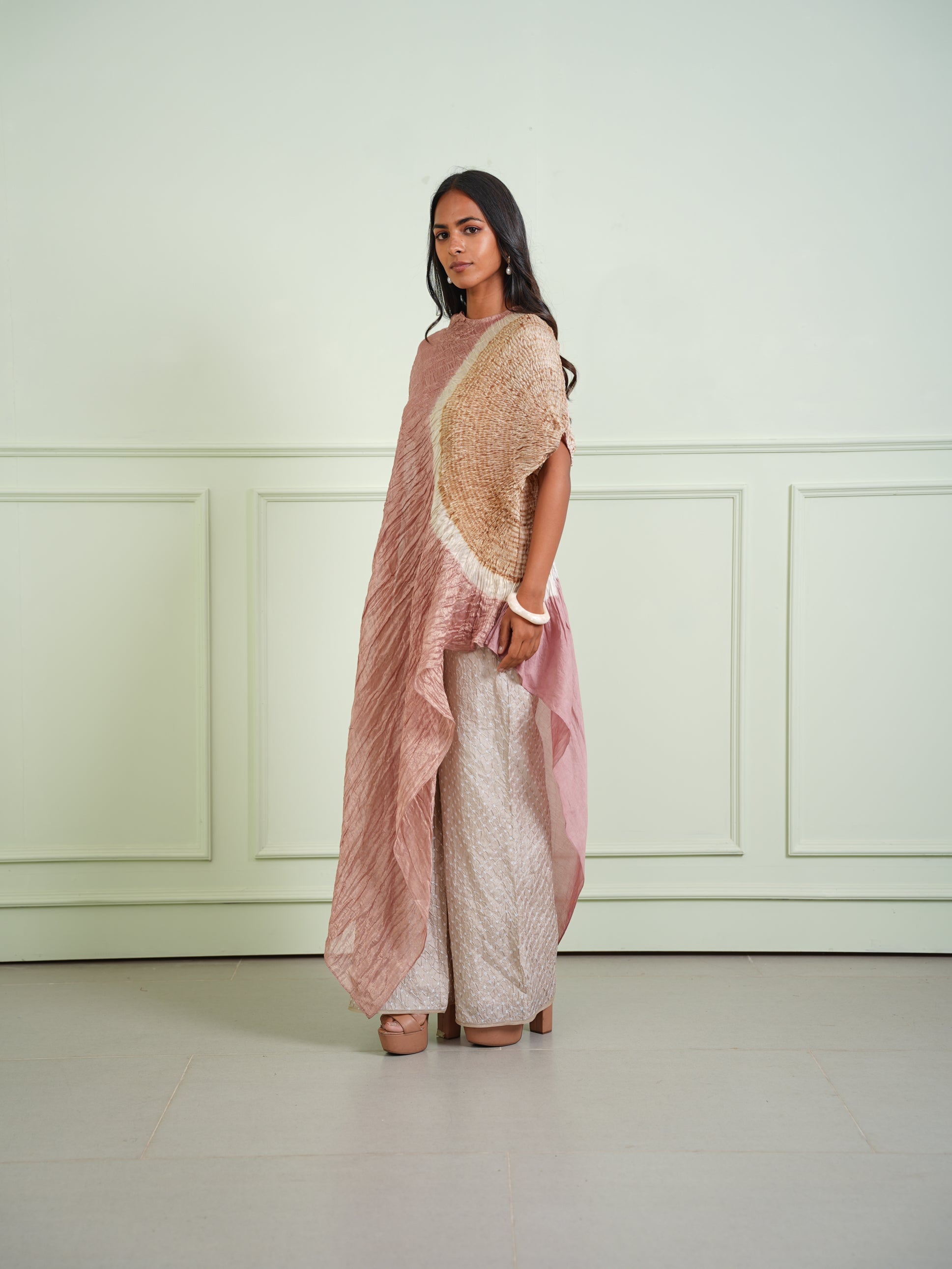 SHIBORI TISSUE ASYM DRESS