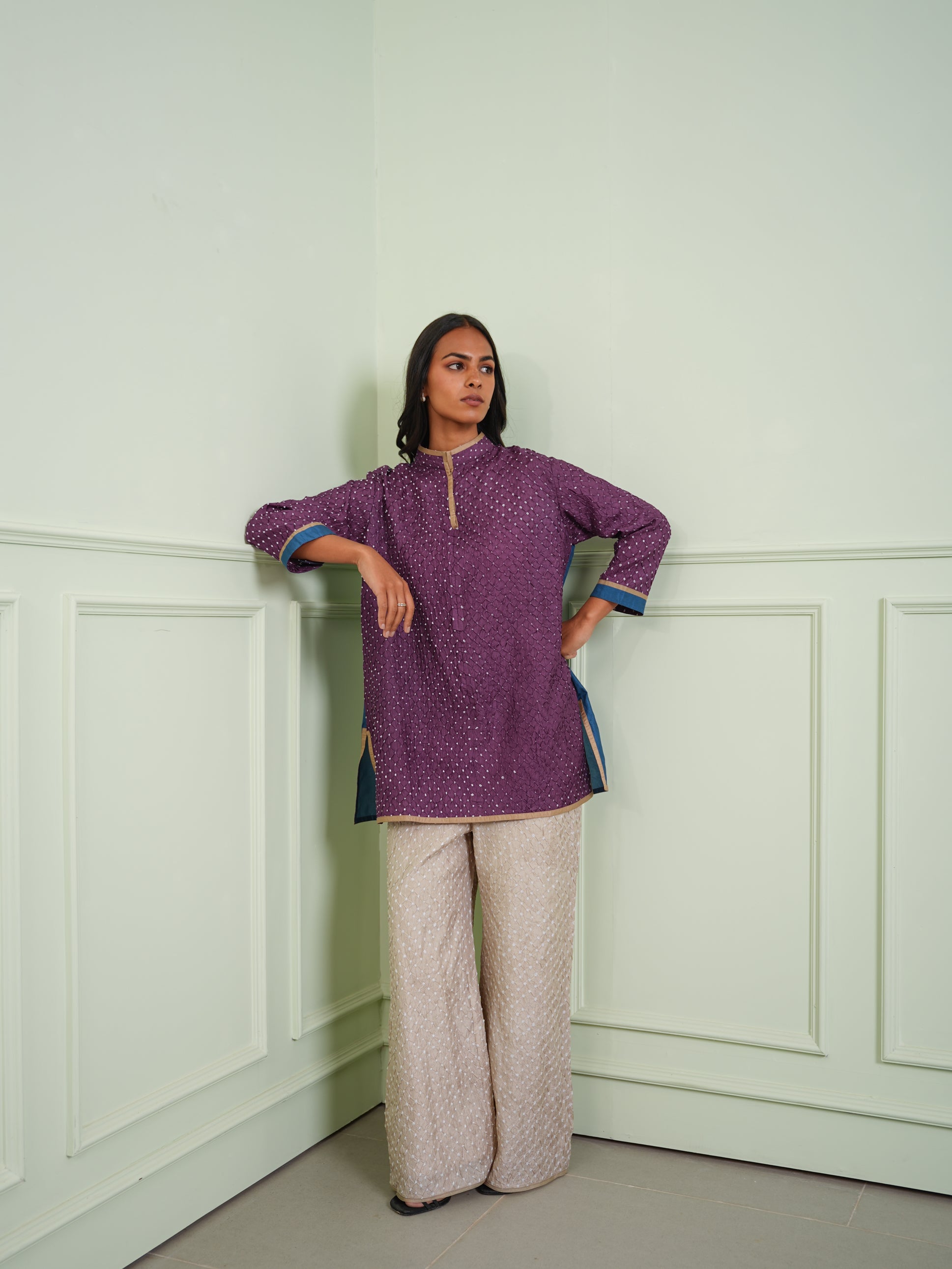 crushed bandhani pants