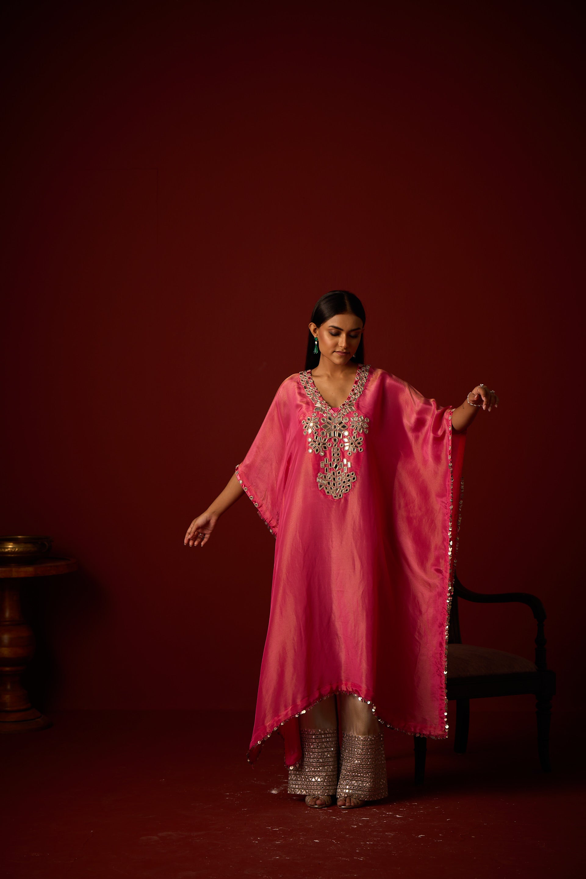 Tissue Mirror Work Kaftan