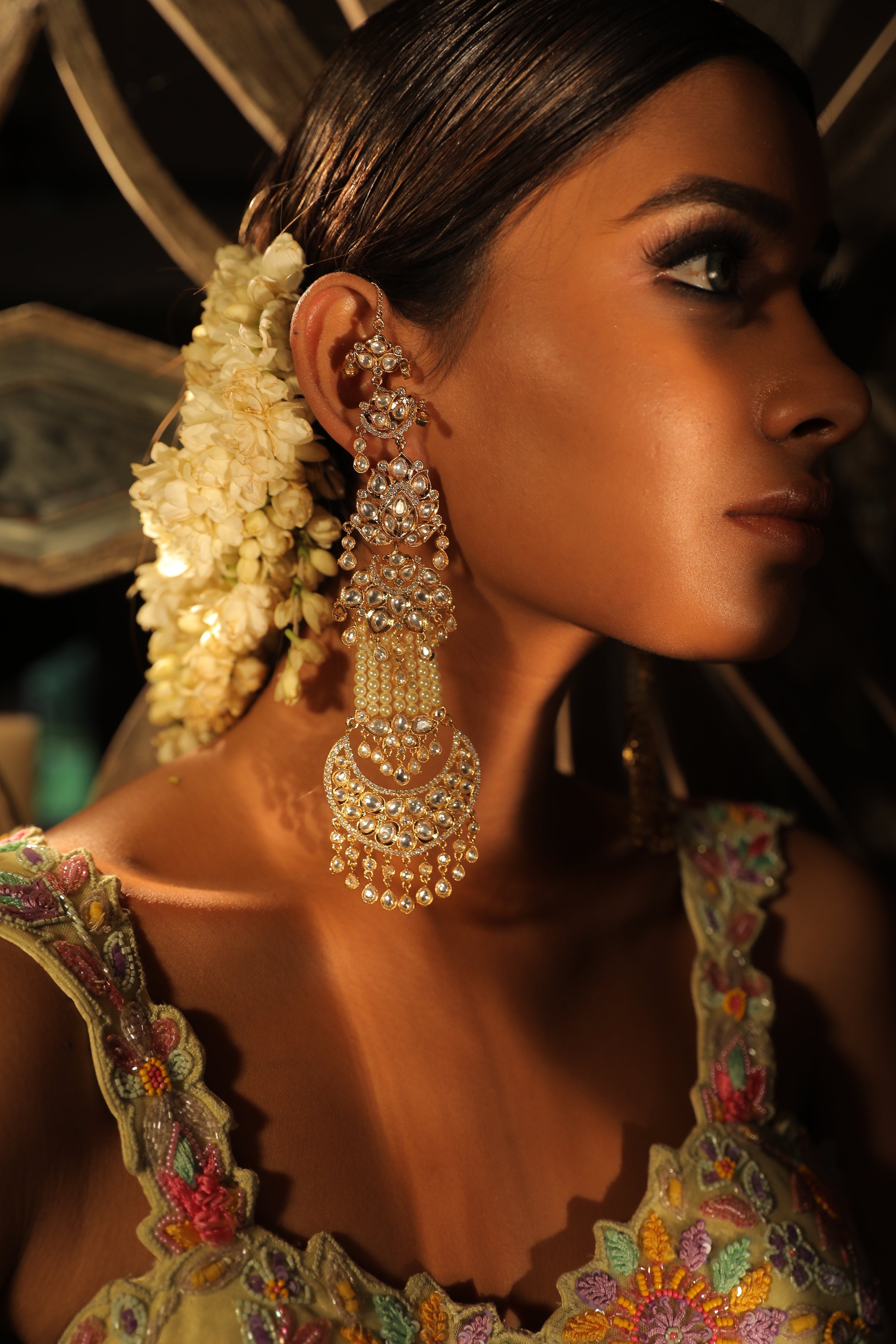 Gabrielle Big Pearl Kundan Earrings