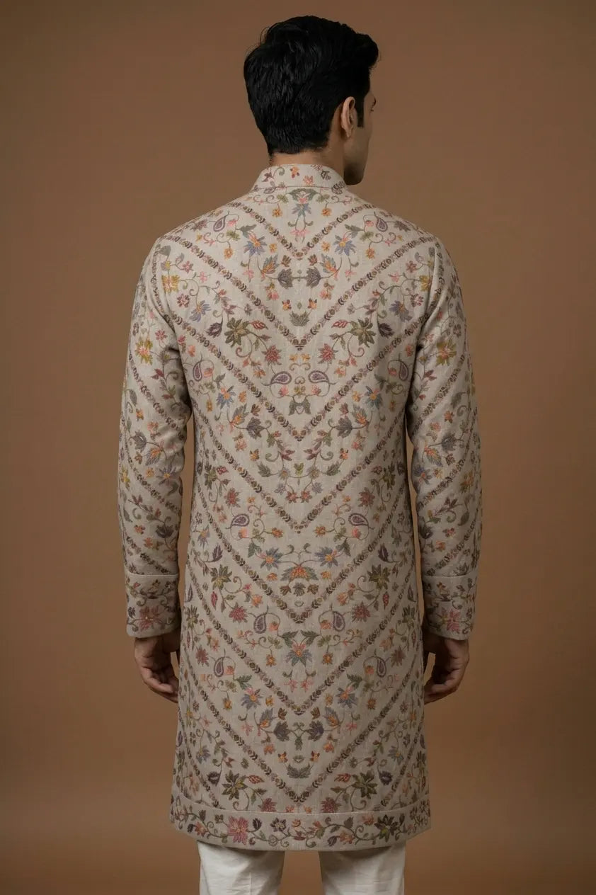 Grey Linen Satin Kurta