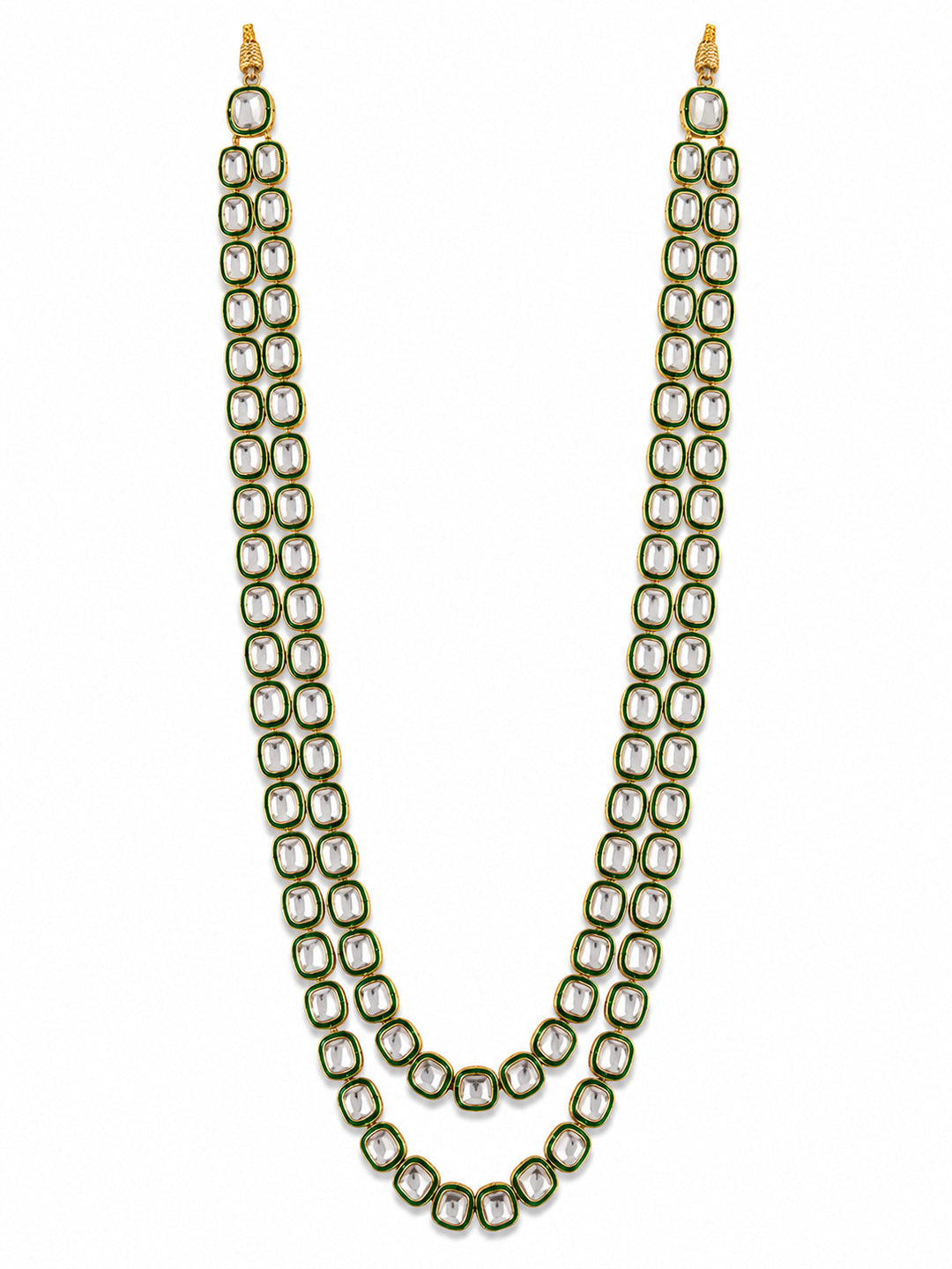 Double Layered Green Kundan Necklace
