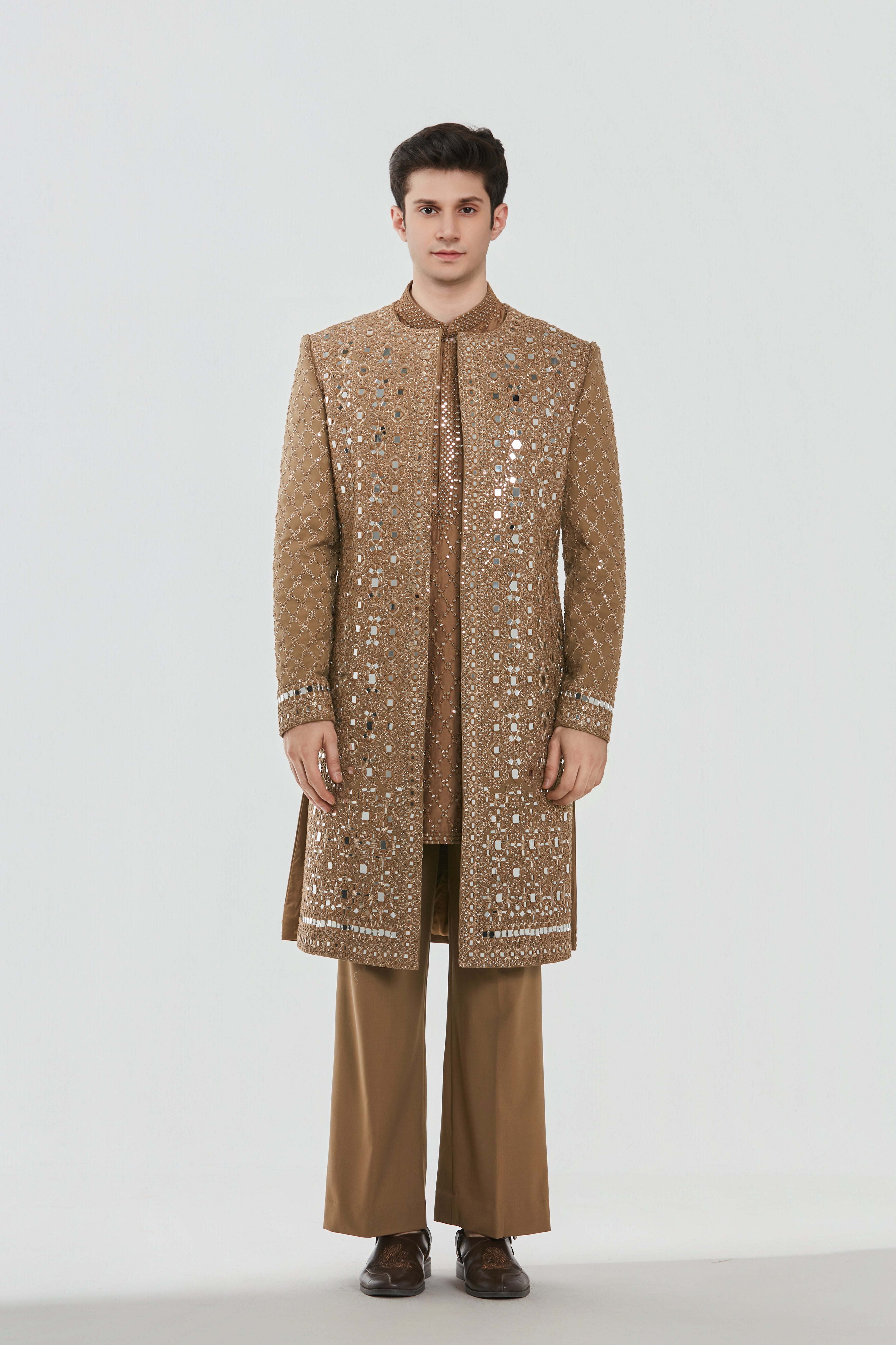 Kurta - Heavy chanderi , Jacket - Neo tech , Pant-Neo tech