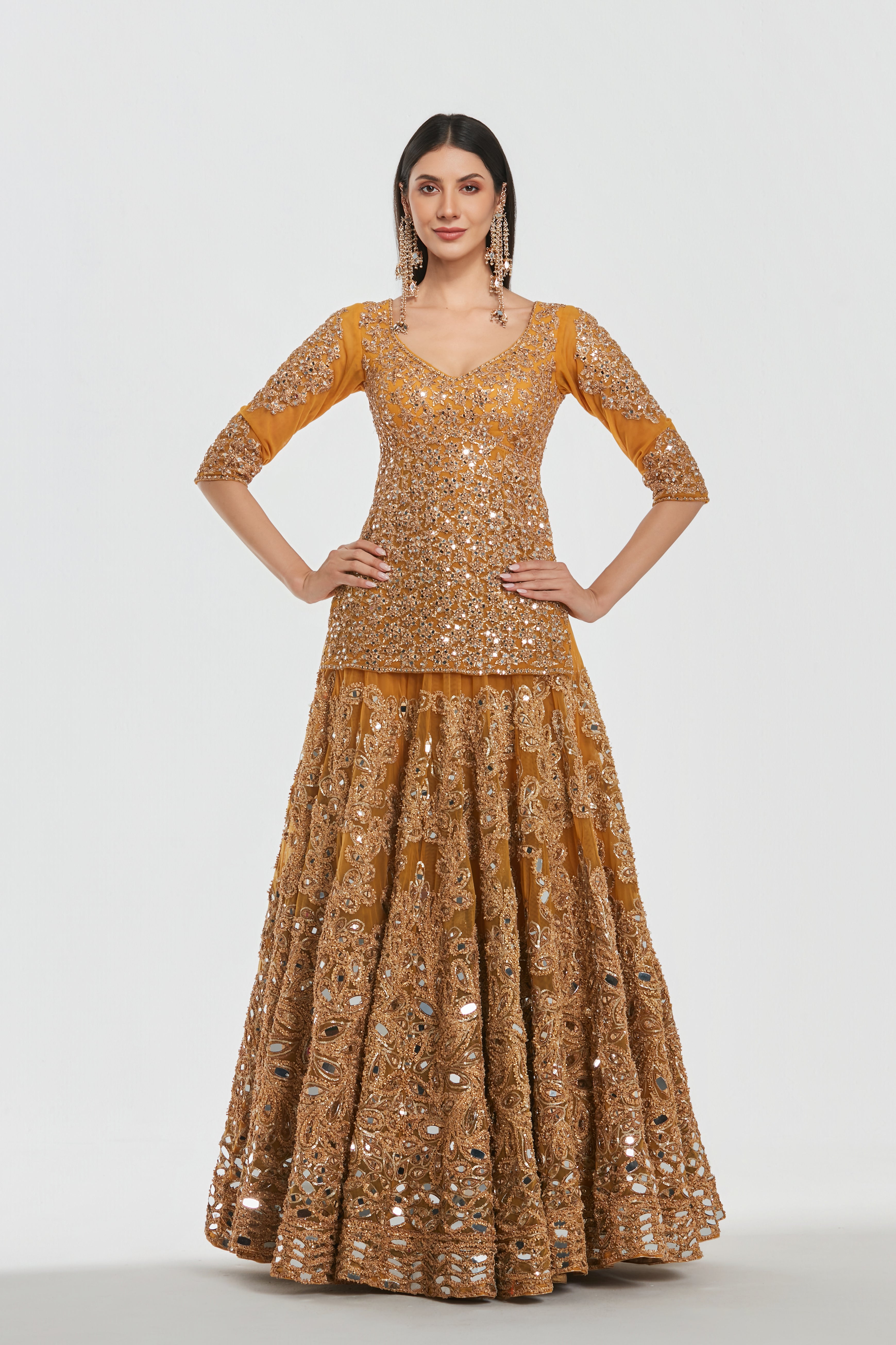 Mirror work , zari , gota