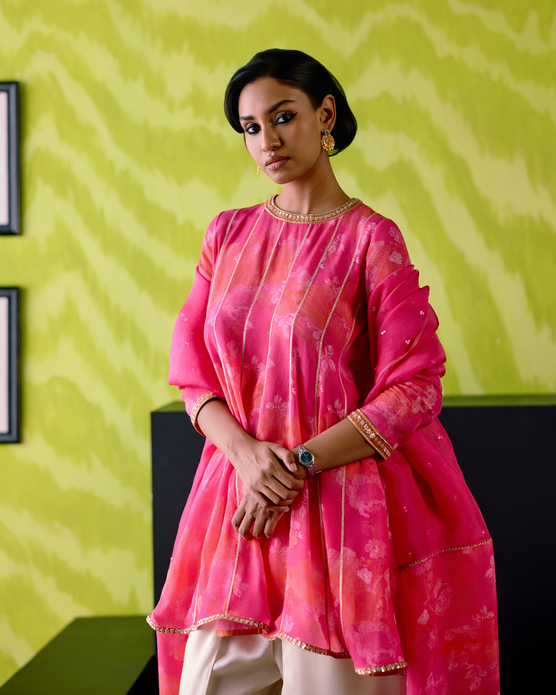 Fuchsia Pink Short Anarkali Set