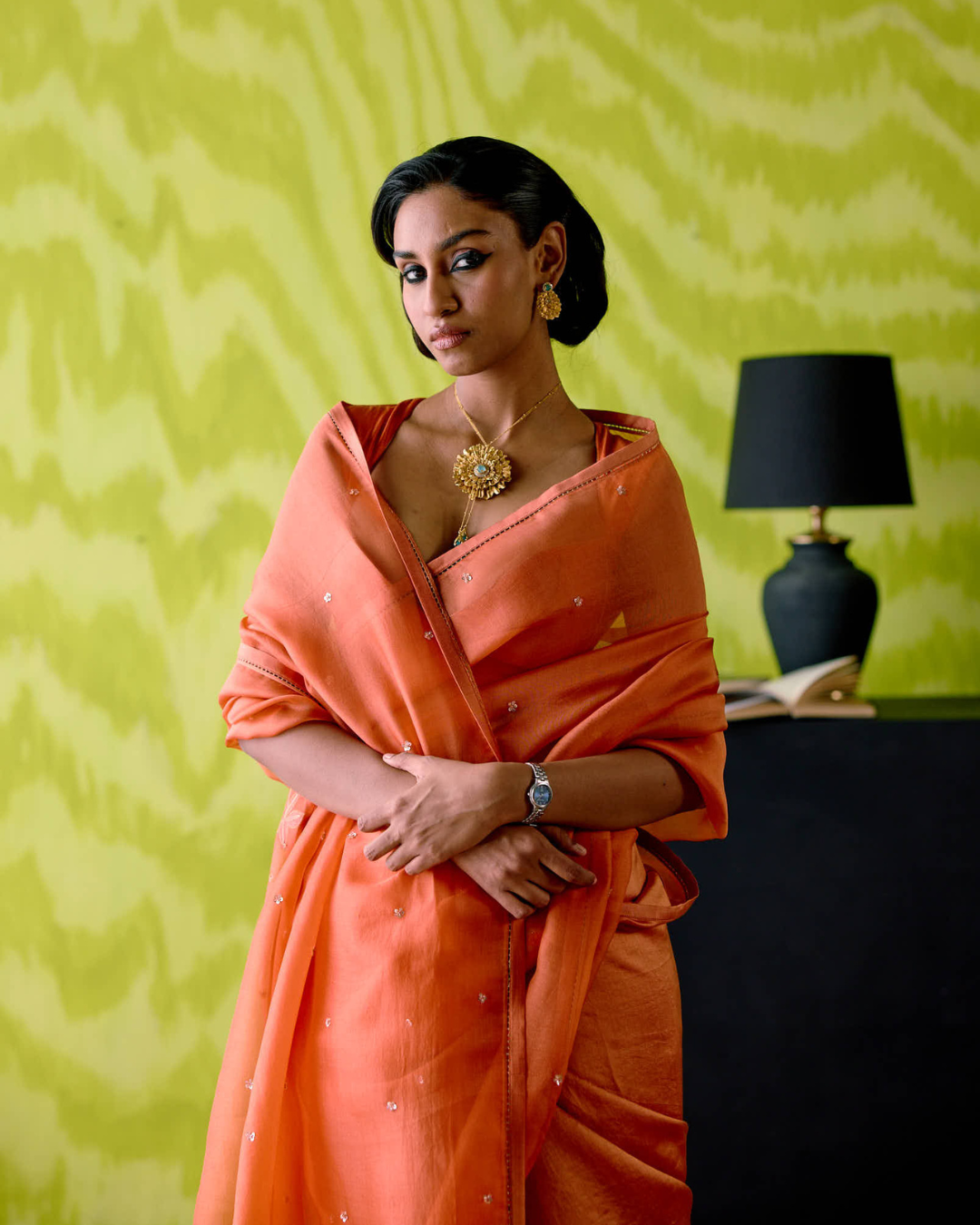 Rust Orange Saree with Blouse