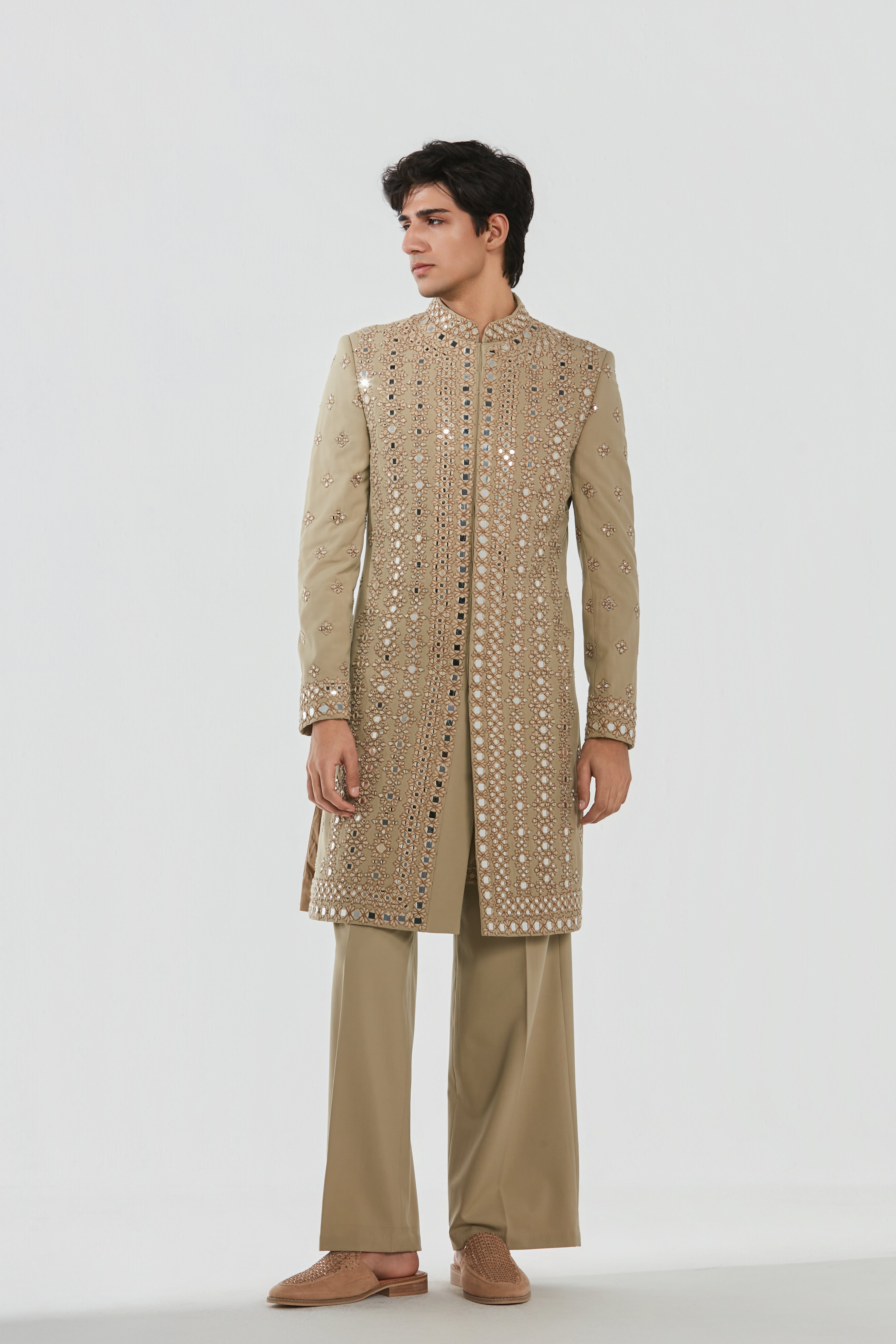 Sherwani and pant - Neo tech , Kurta - Heavy chanderi