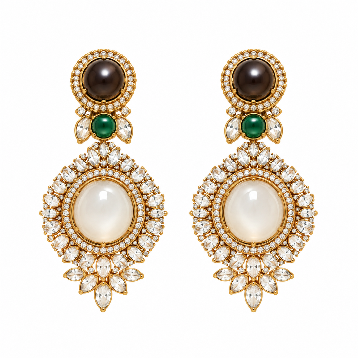 Multicolor Cabochon Zircon Drop Earrings 53