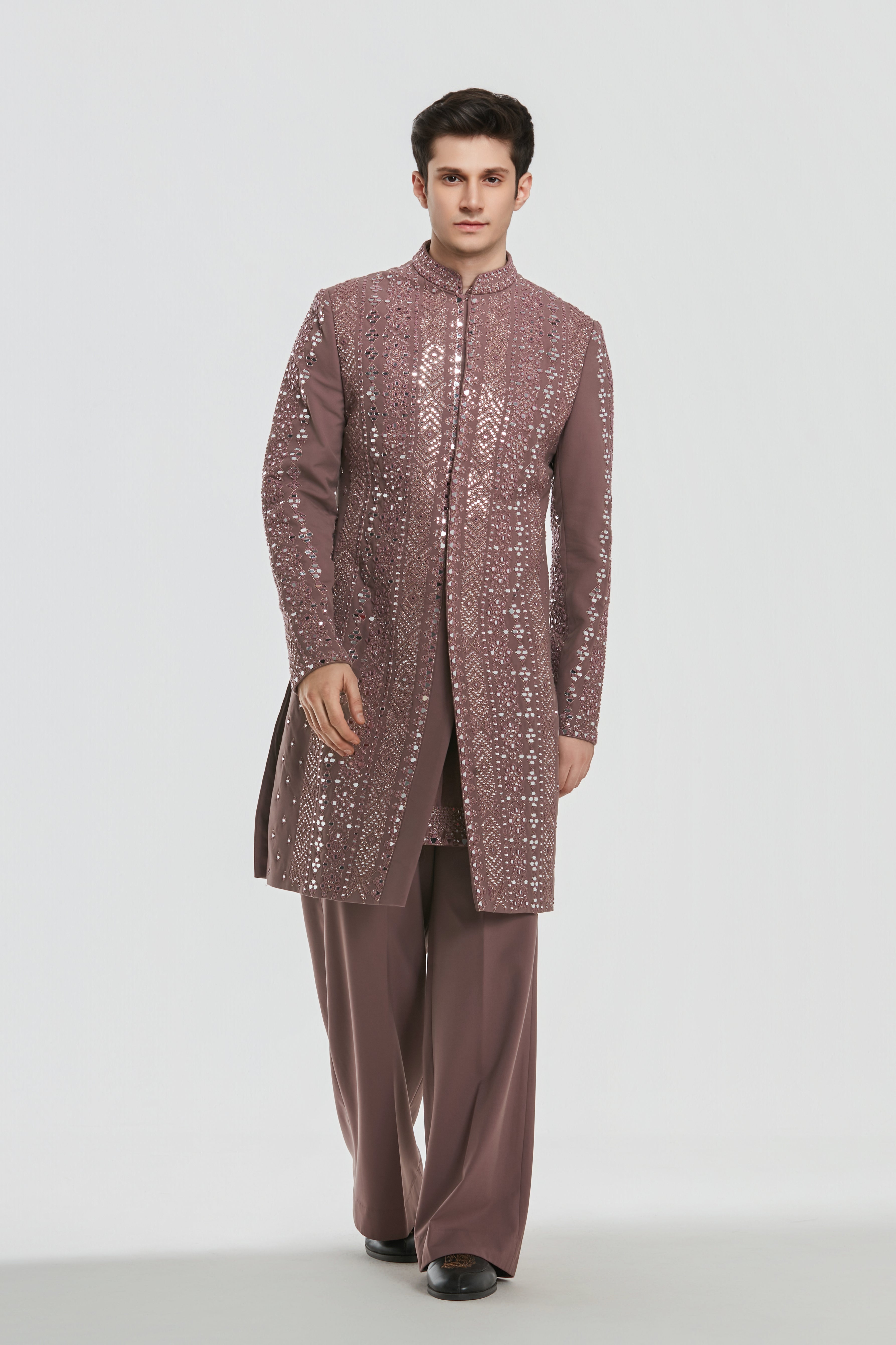 Kurta - Heavy Chanderi , sherwani - neo tech , pant -neo tech