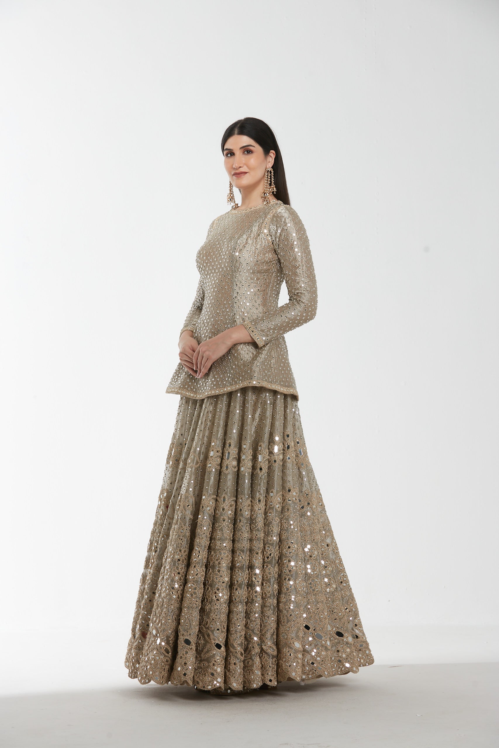 Mirror work , zari , lurex thread , sequins