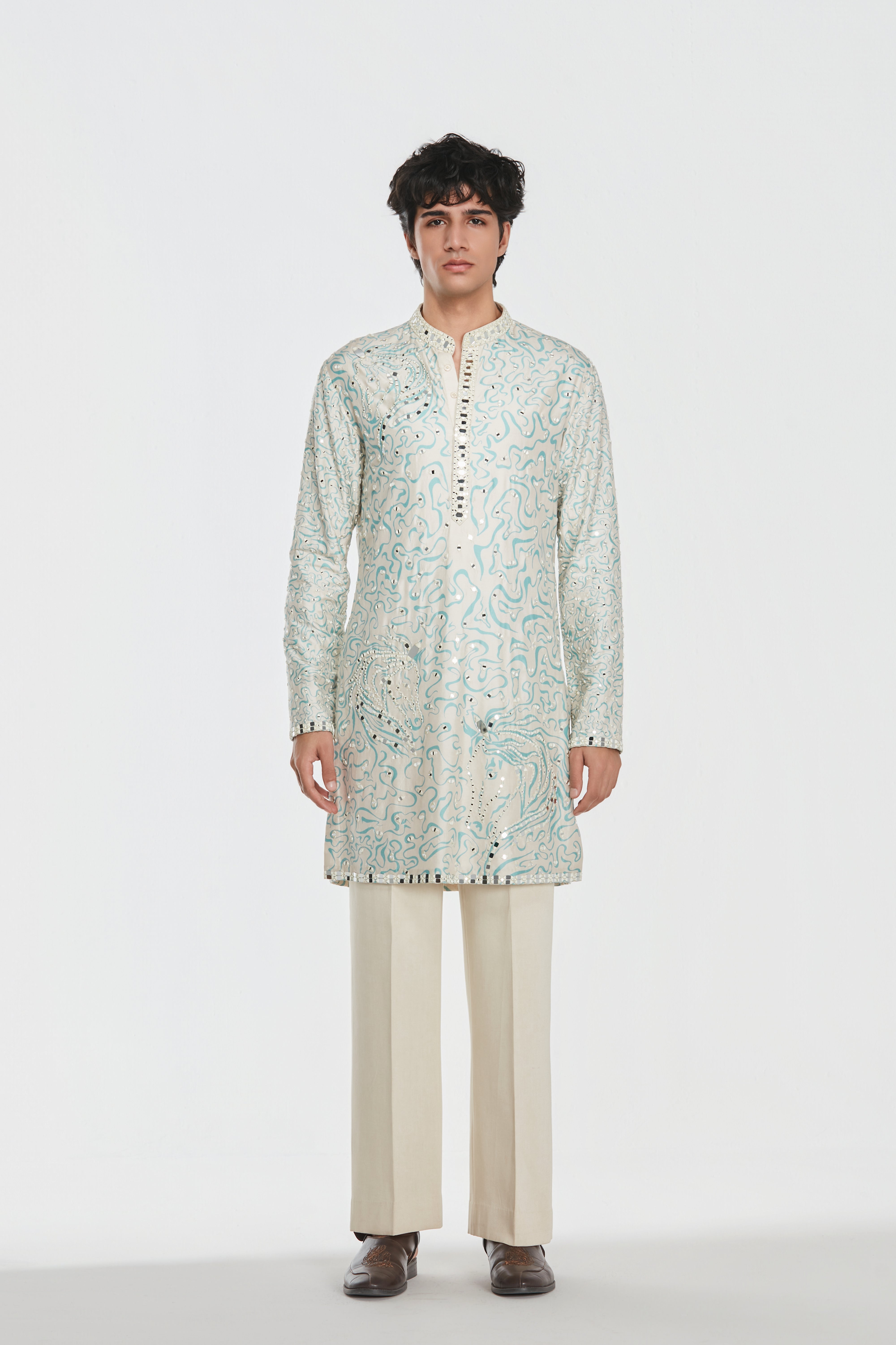 Kurta and stole - heavy chanderi , pant -Cotton twill