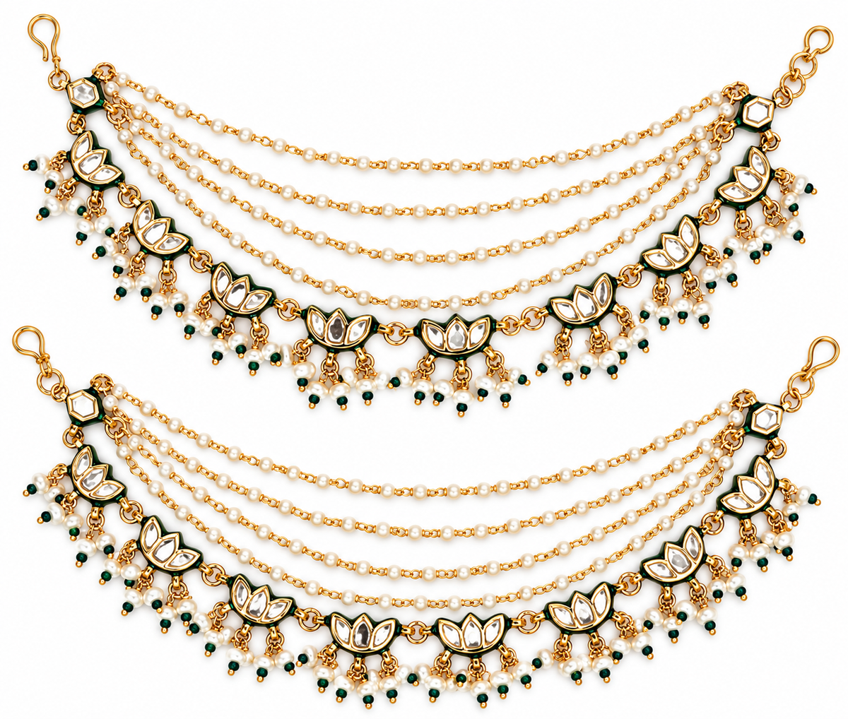 Kundan Pearl Ear Chain