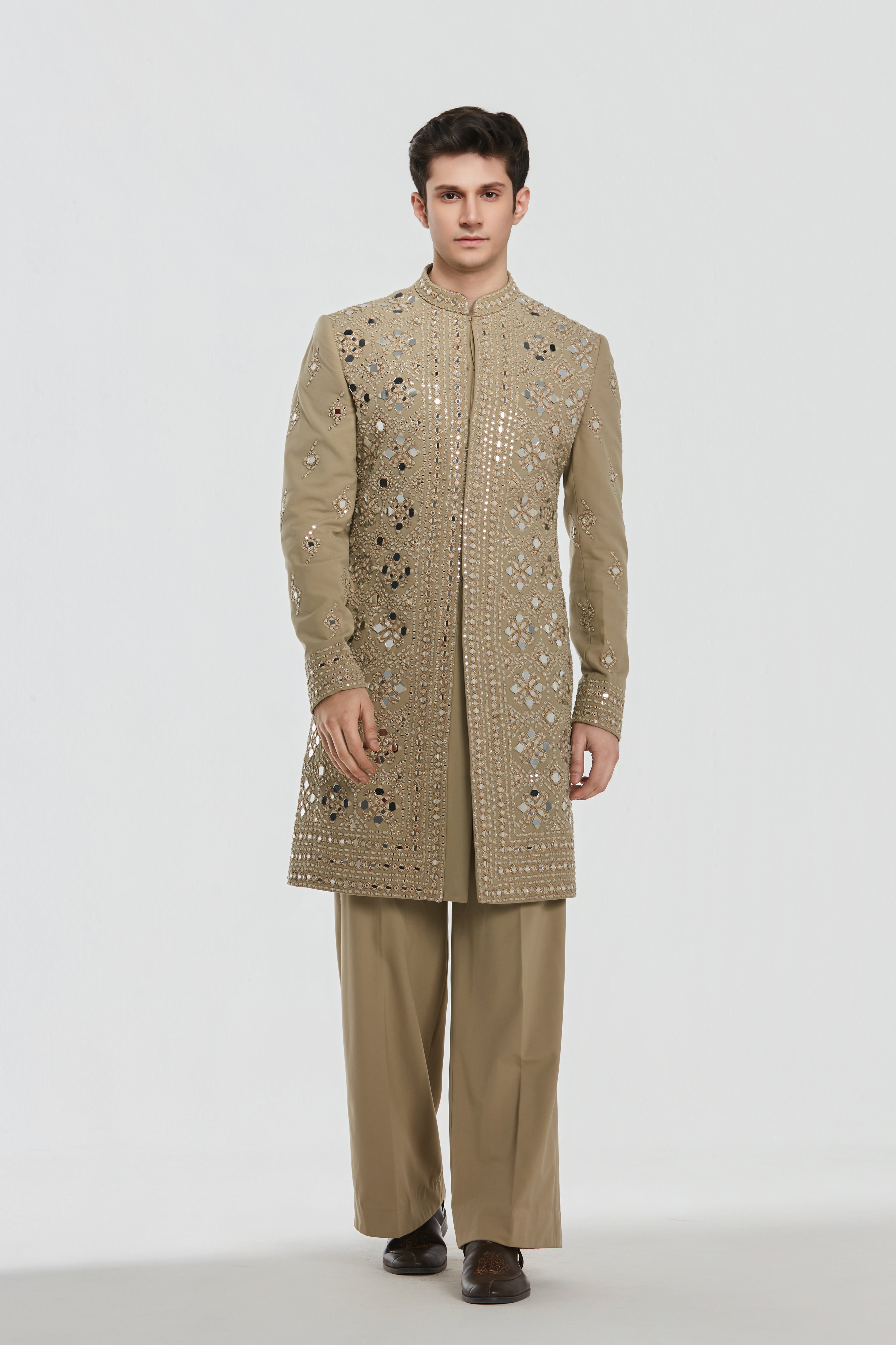 Sherwani and pant -Neo tech and Kurta and stole -Heavy chanderi