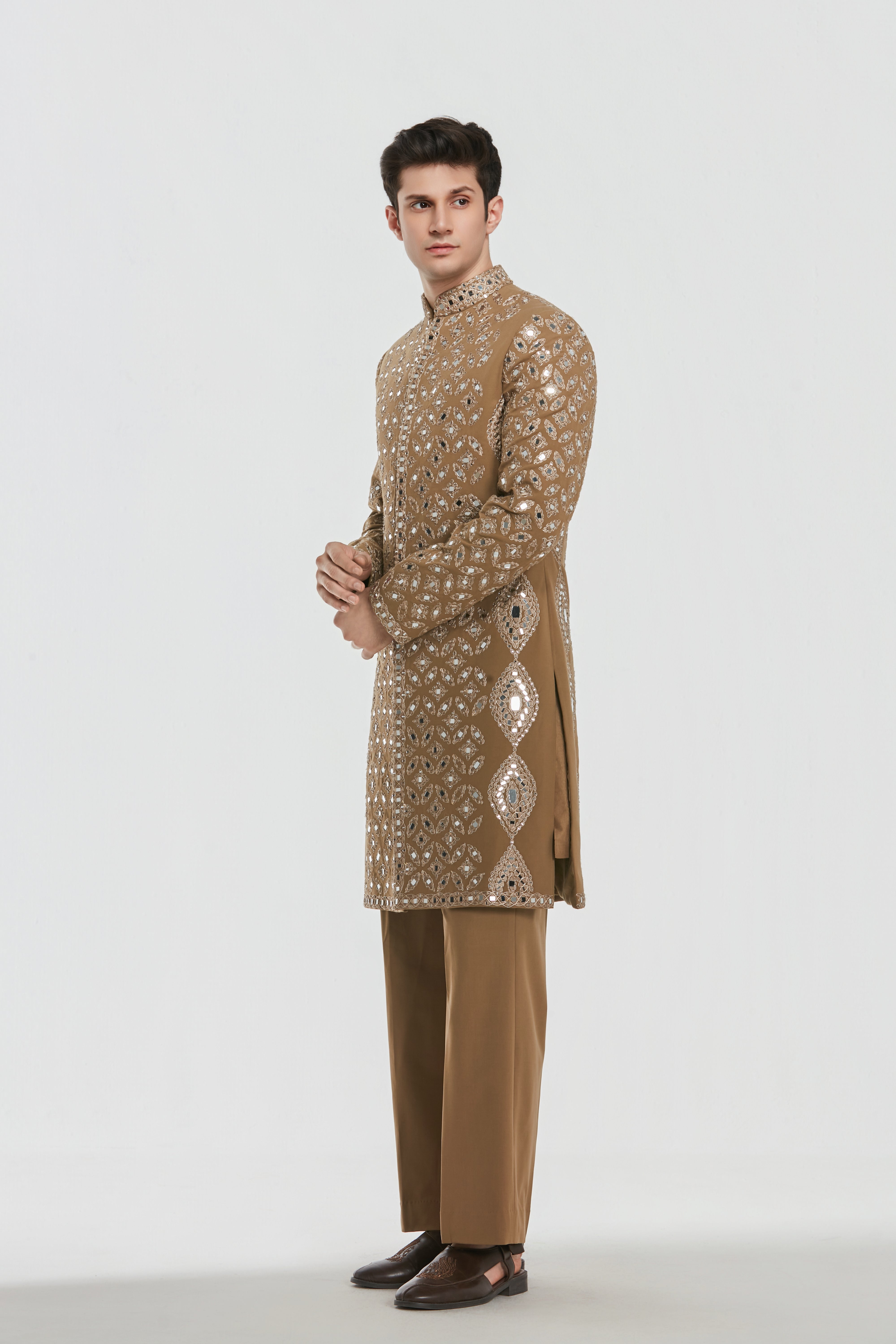 Sherwani and pant -Neo tech and Kurta and stole - Heavy chanderi