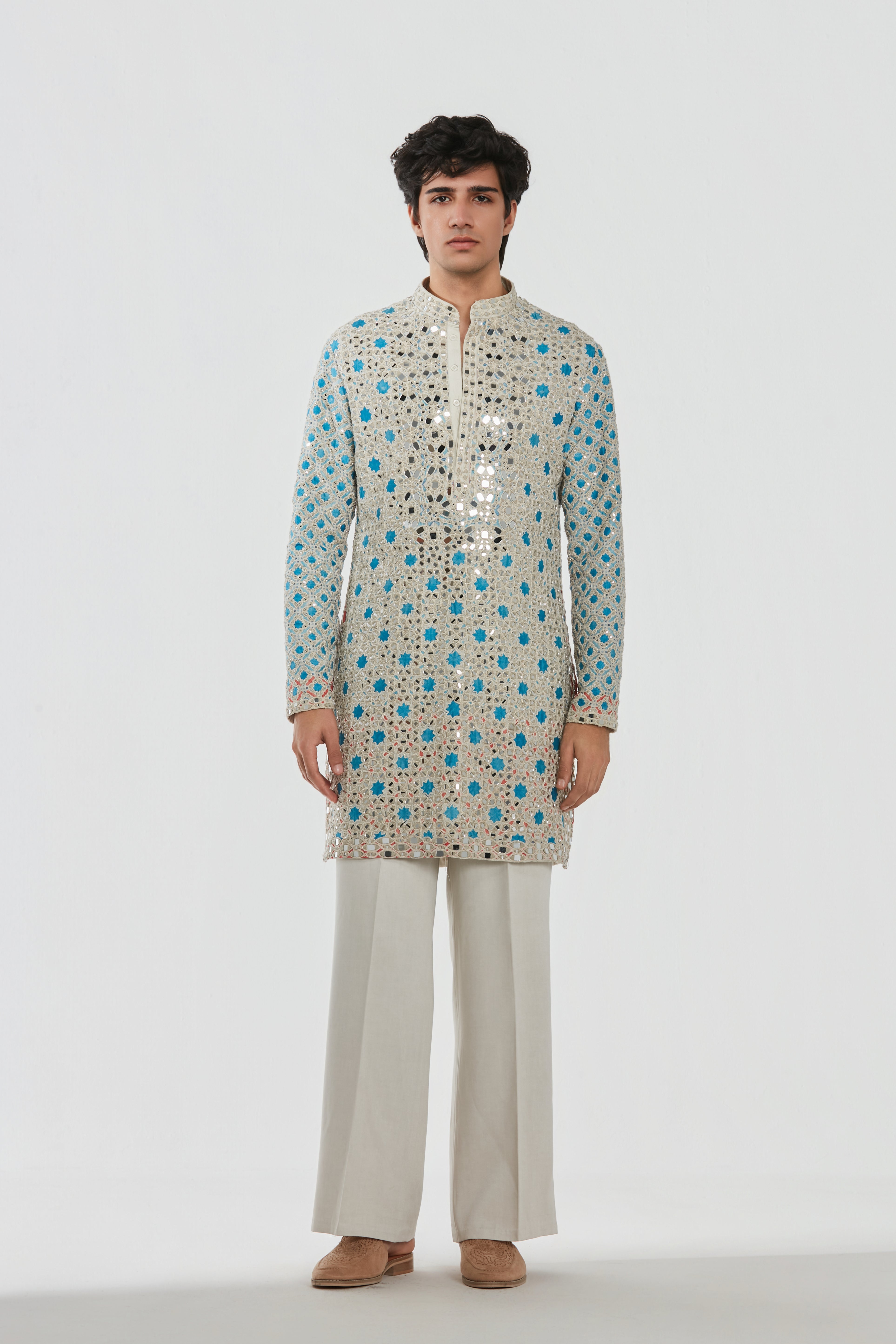 Kurta and Stole - Heavy chanderi , Pant-Cotton twill