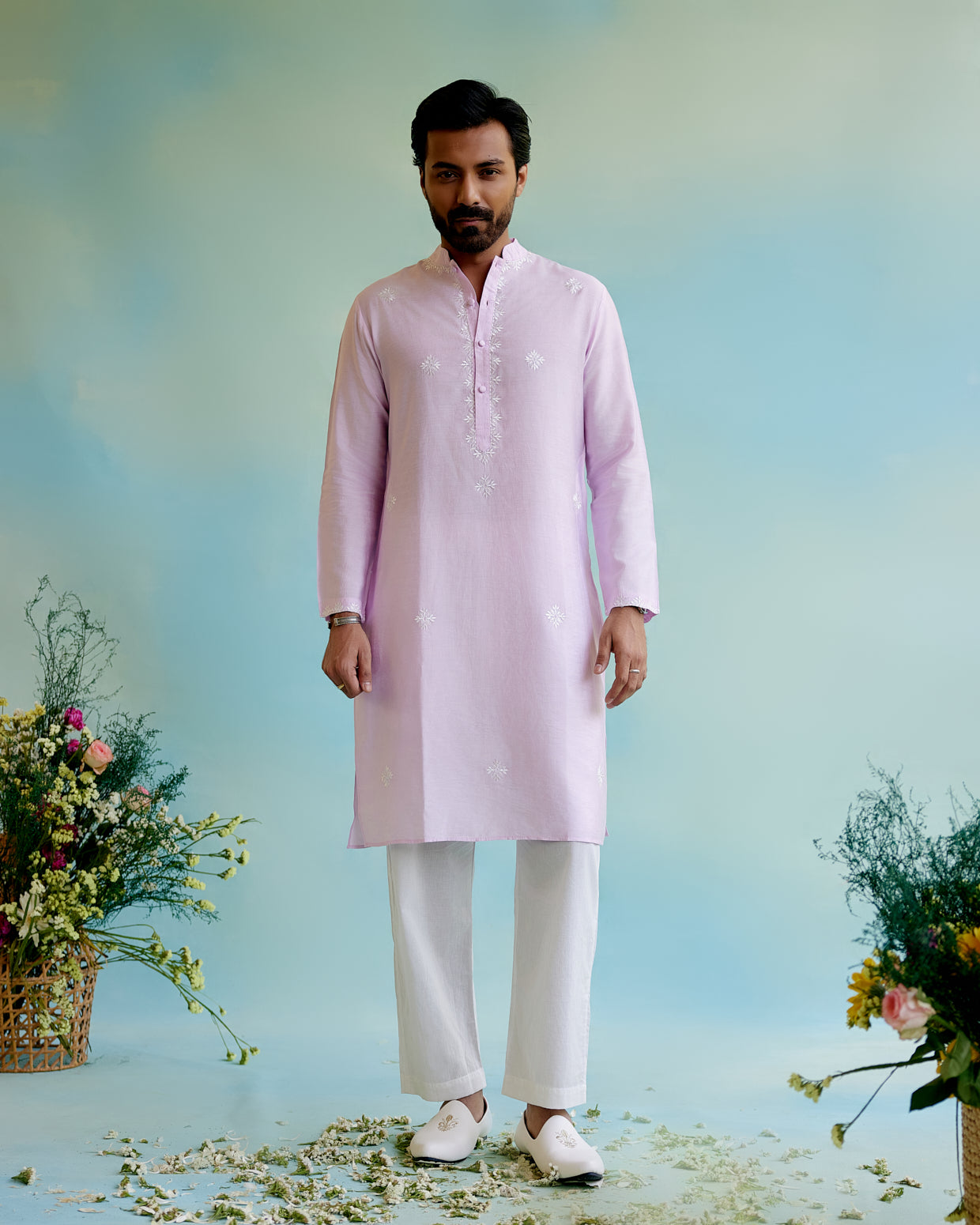 Lilac Bliss Chanderi Buta Embroidery Kurta