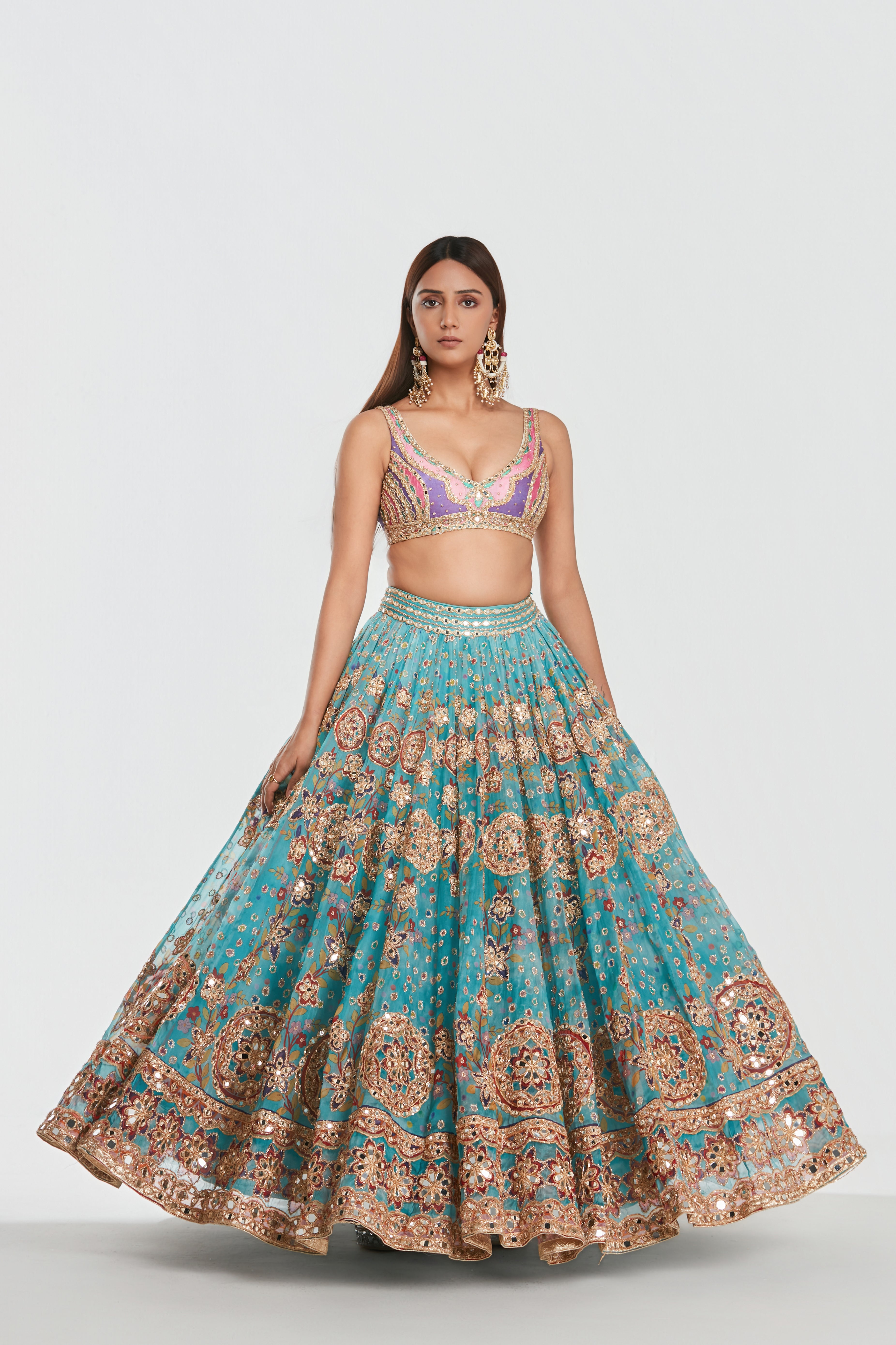 Mirror work , zari , lurex thread