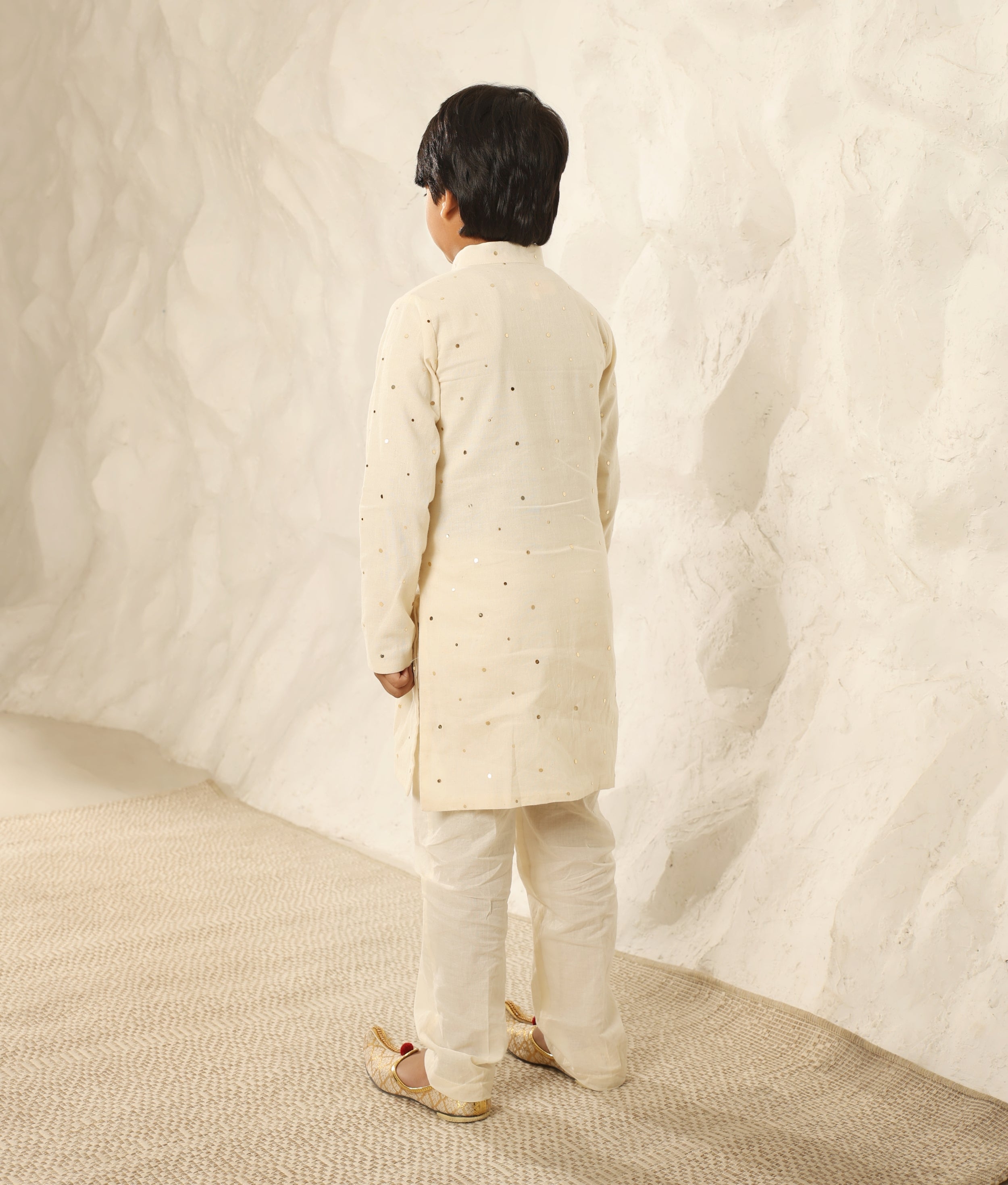 Off white Faux Mukaish Kurta with Pant
