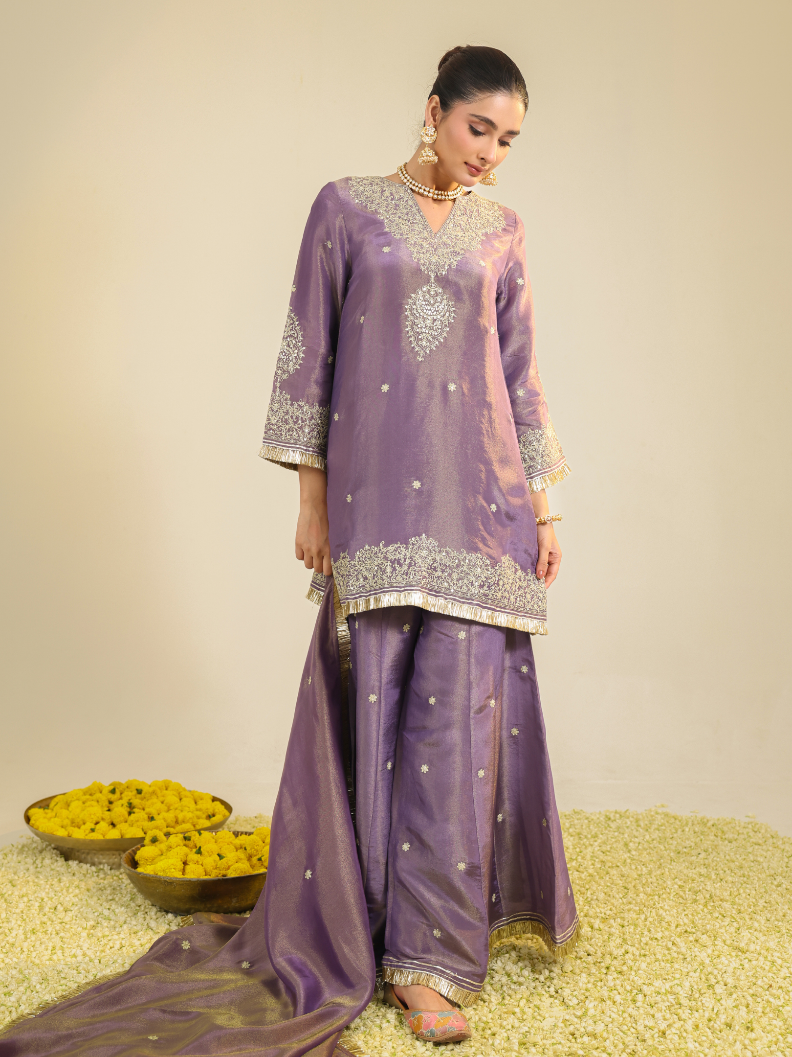 Purple Shimmer Begum Kurta Set