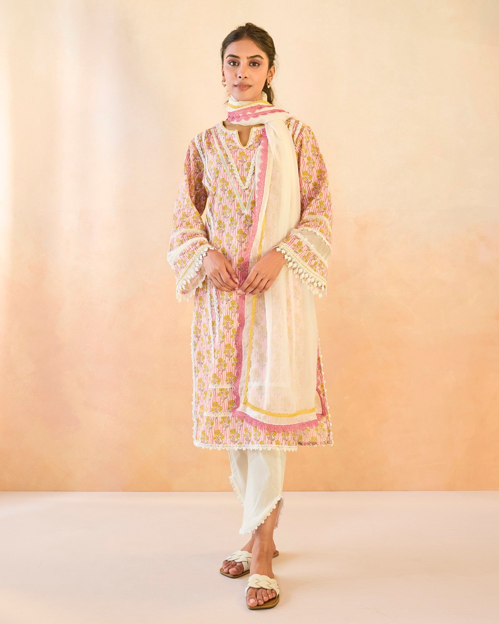 Pink Charm Cotton Kurta with Tulip Pants