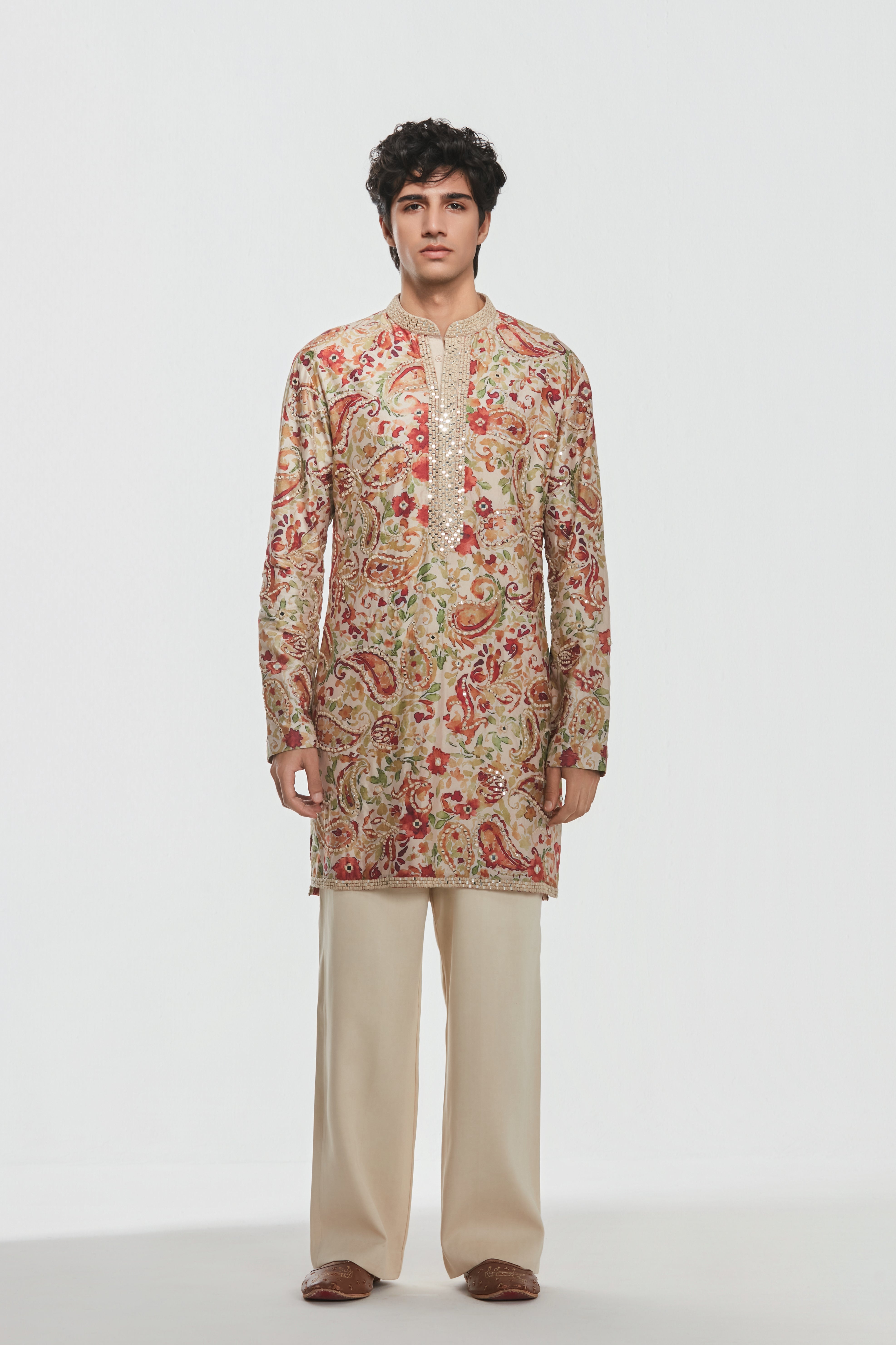 Kurta and stole - Heavy chanderi , Pant-Cotton twill