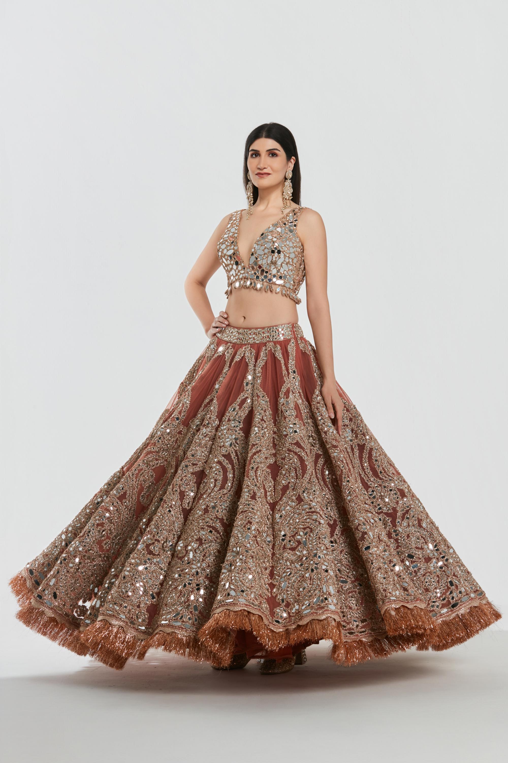 Mirror work , zari , gota , glass beads