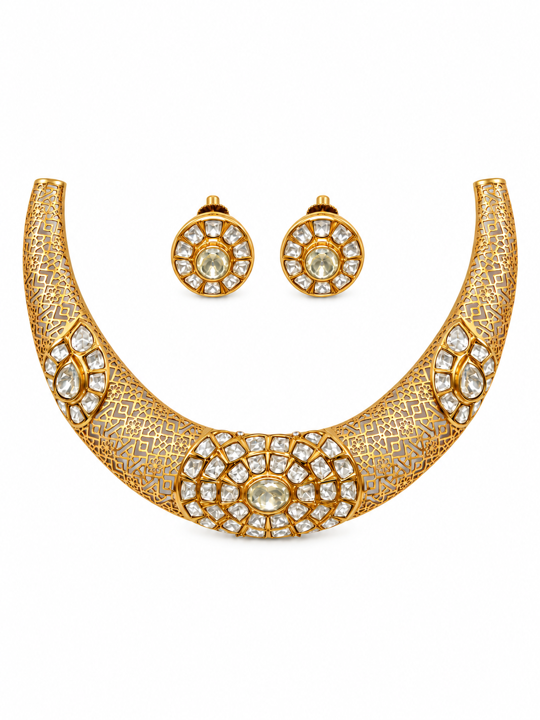 Moissanite Polki Choker Necklace Set