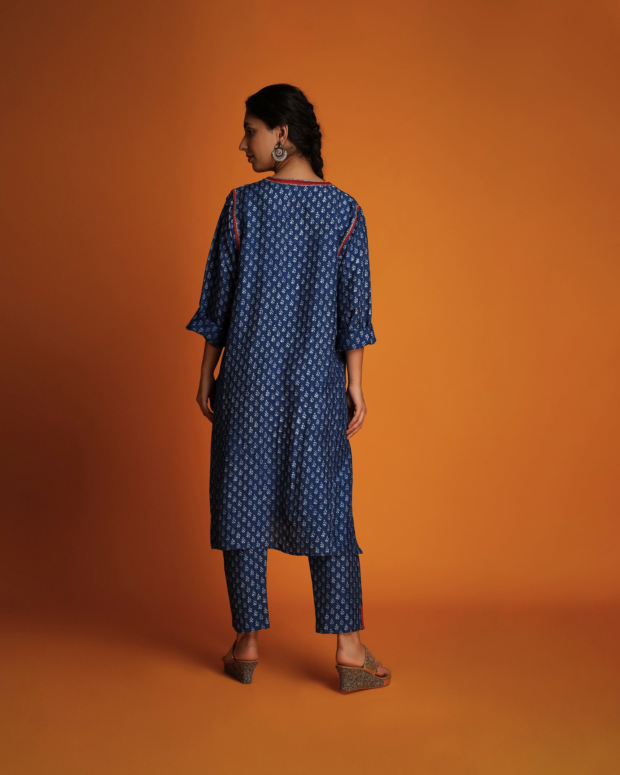 Indigo block printed tunic set