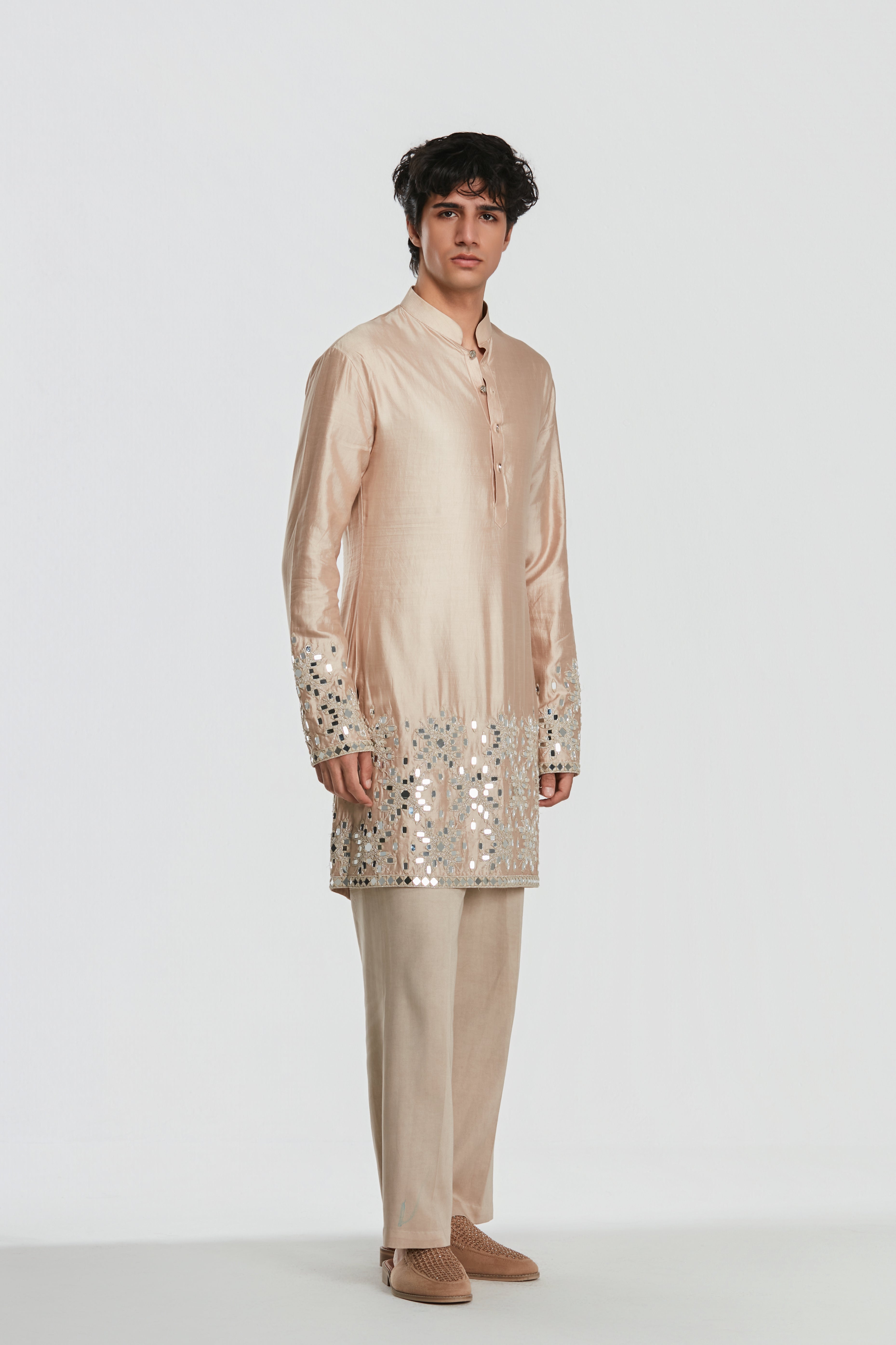 Kurta and jacket - Heavy chanderi , Pant-Cotton twill