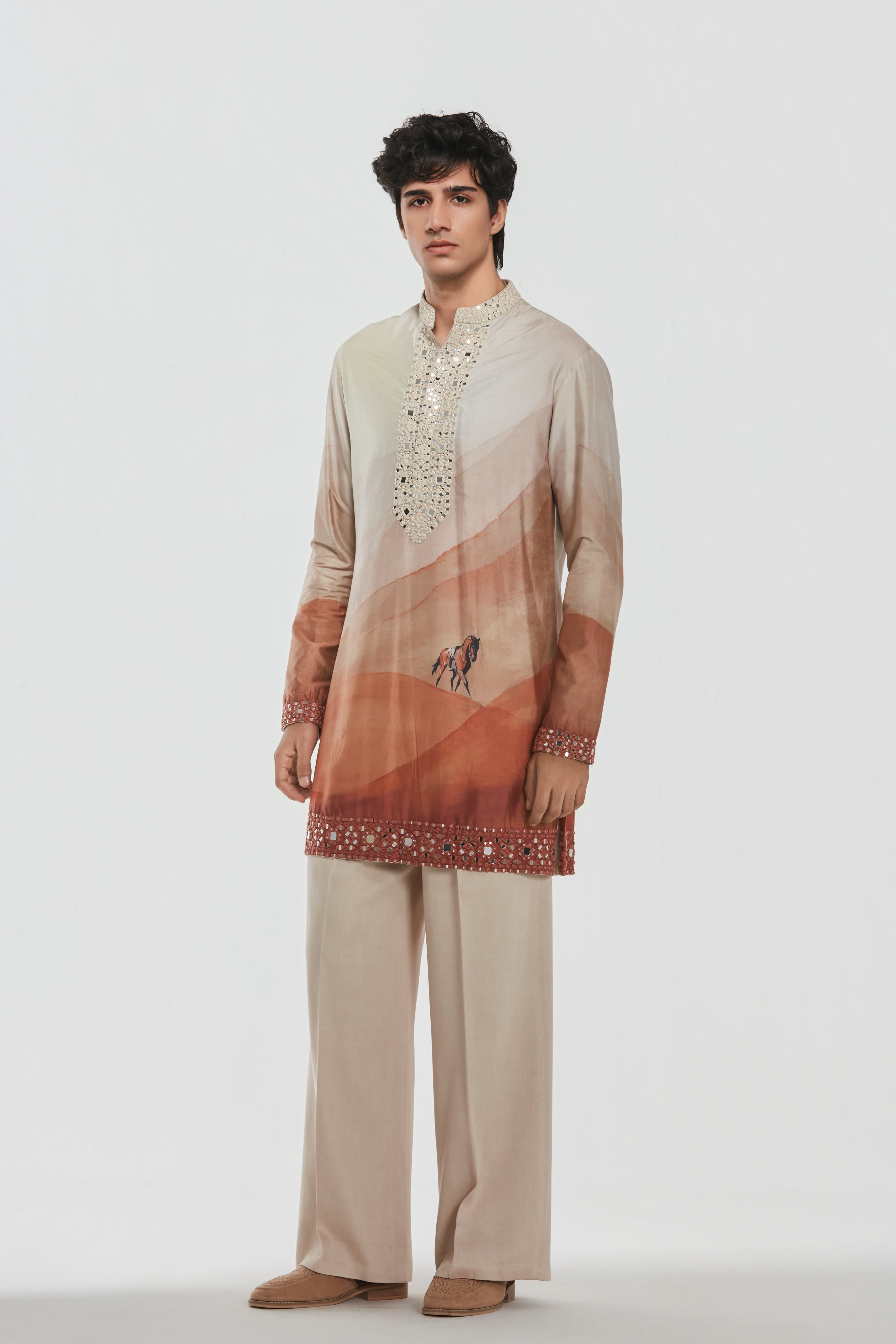 Kurta and Jacket -Heavy chanderi , Pant - Cotton twill