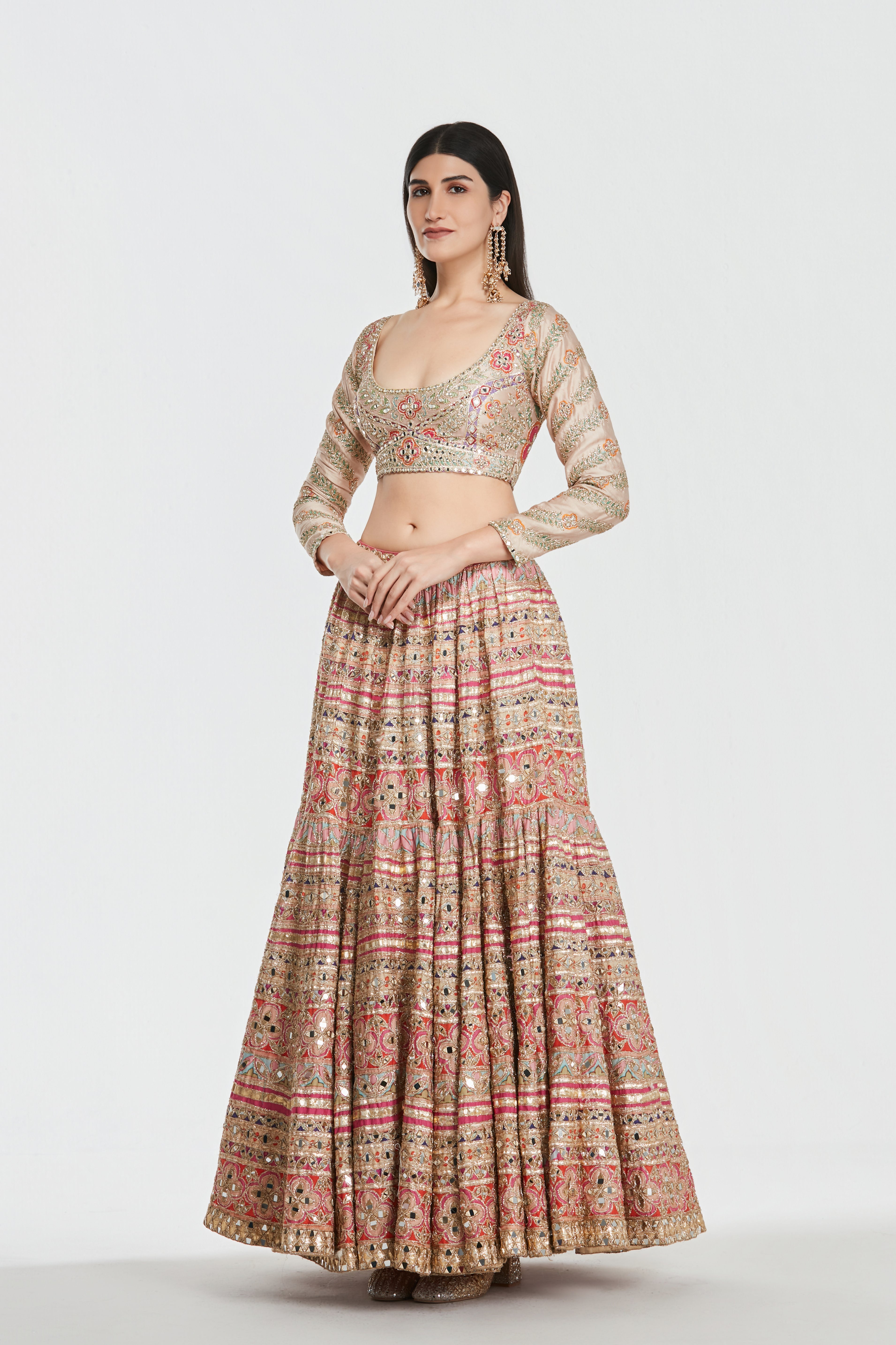 Mirror work , zari , lurex thread