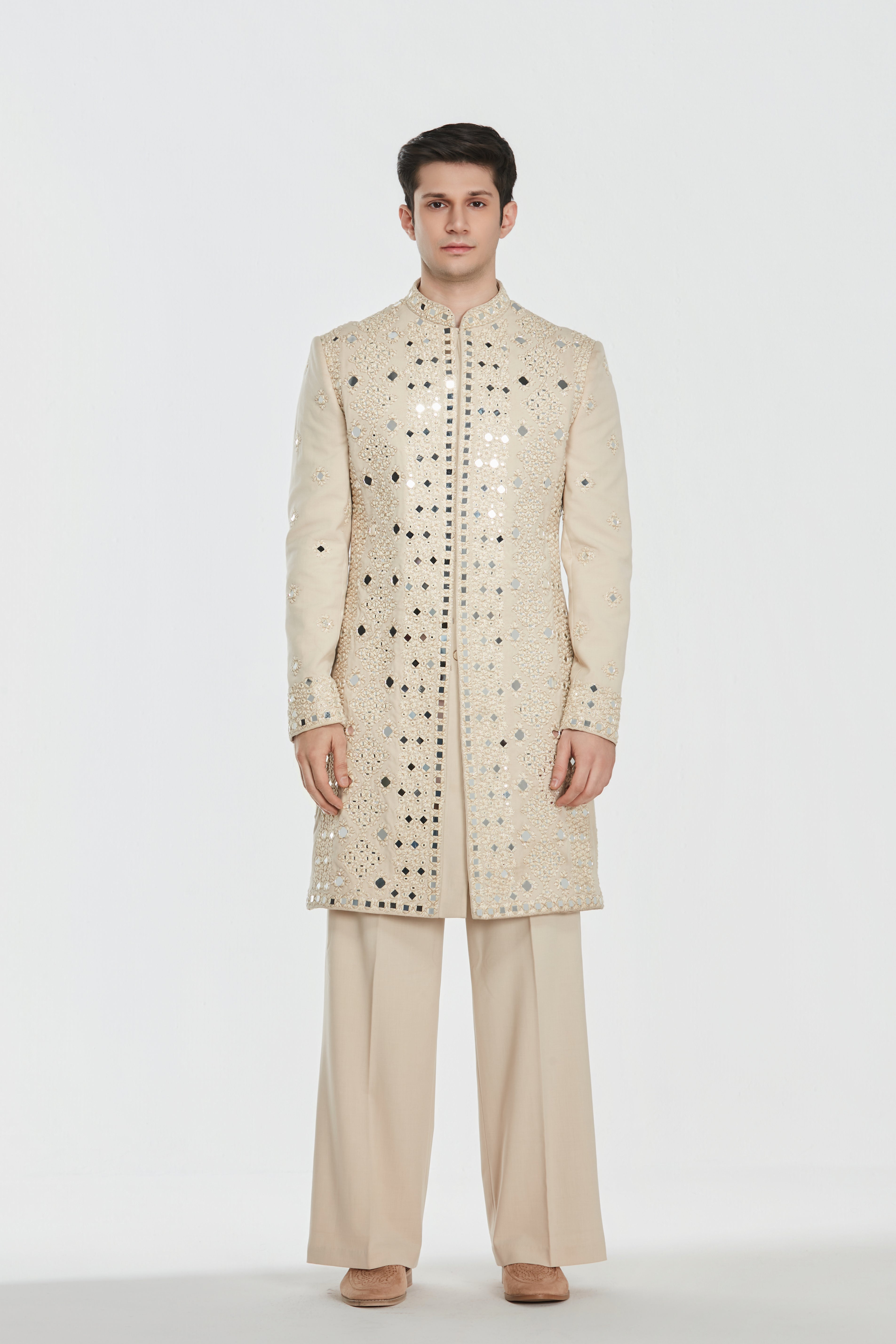 Sherwani and pant -Neo tech and Kurta and stole -Heavy chanderi