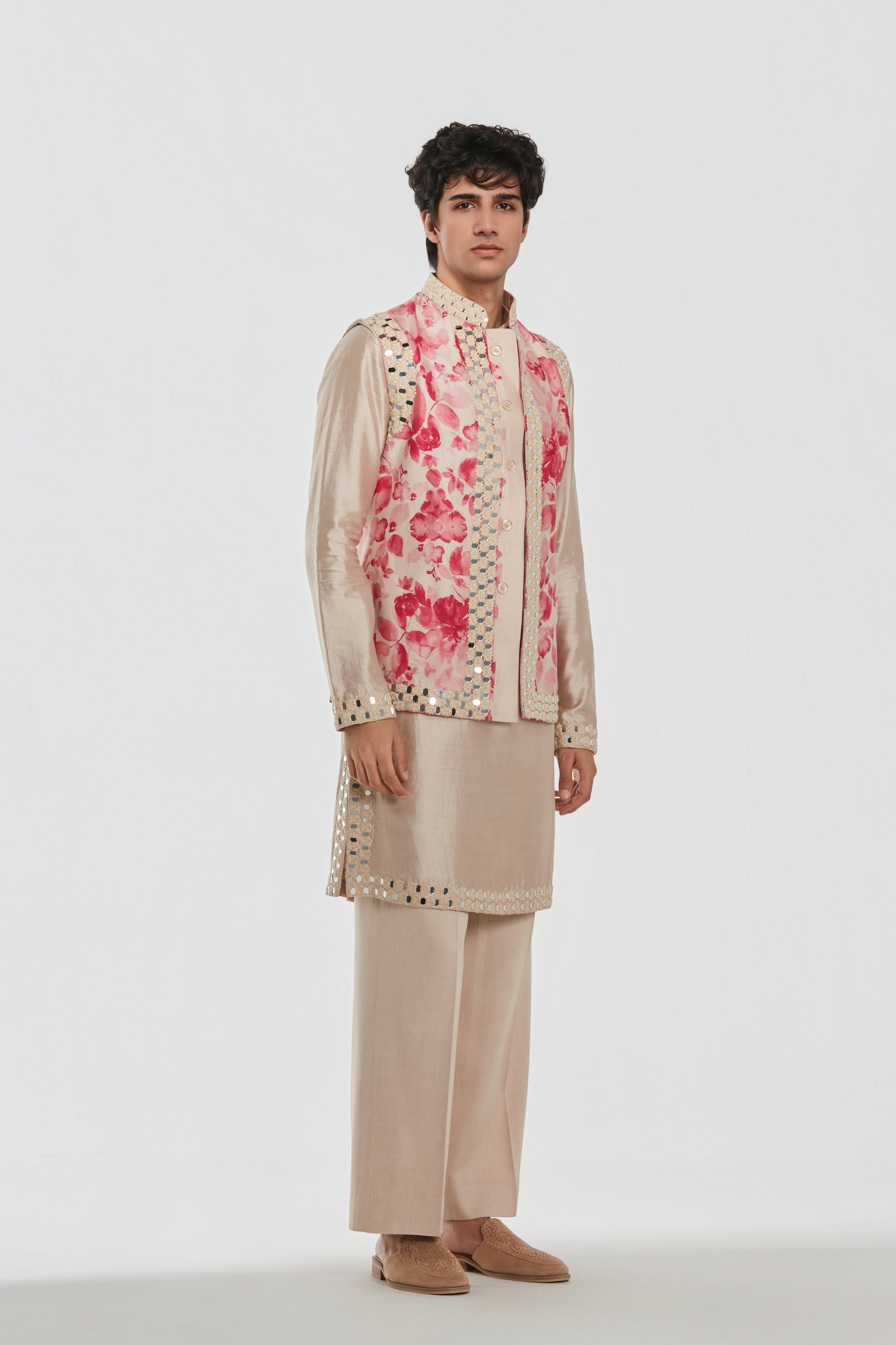 Kurta and Jacket - Heavy chanderi , Pant-Cotton twill