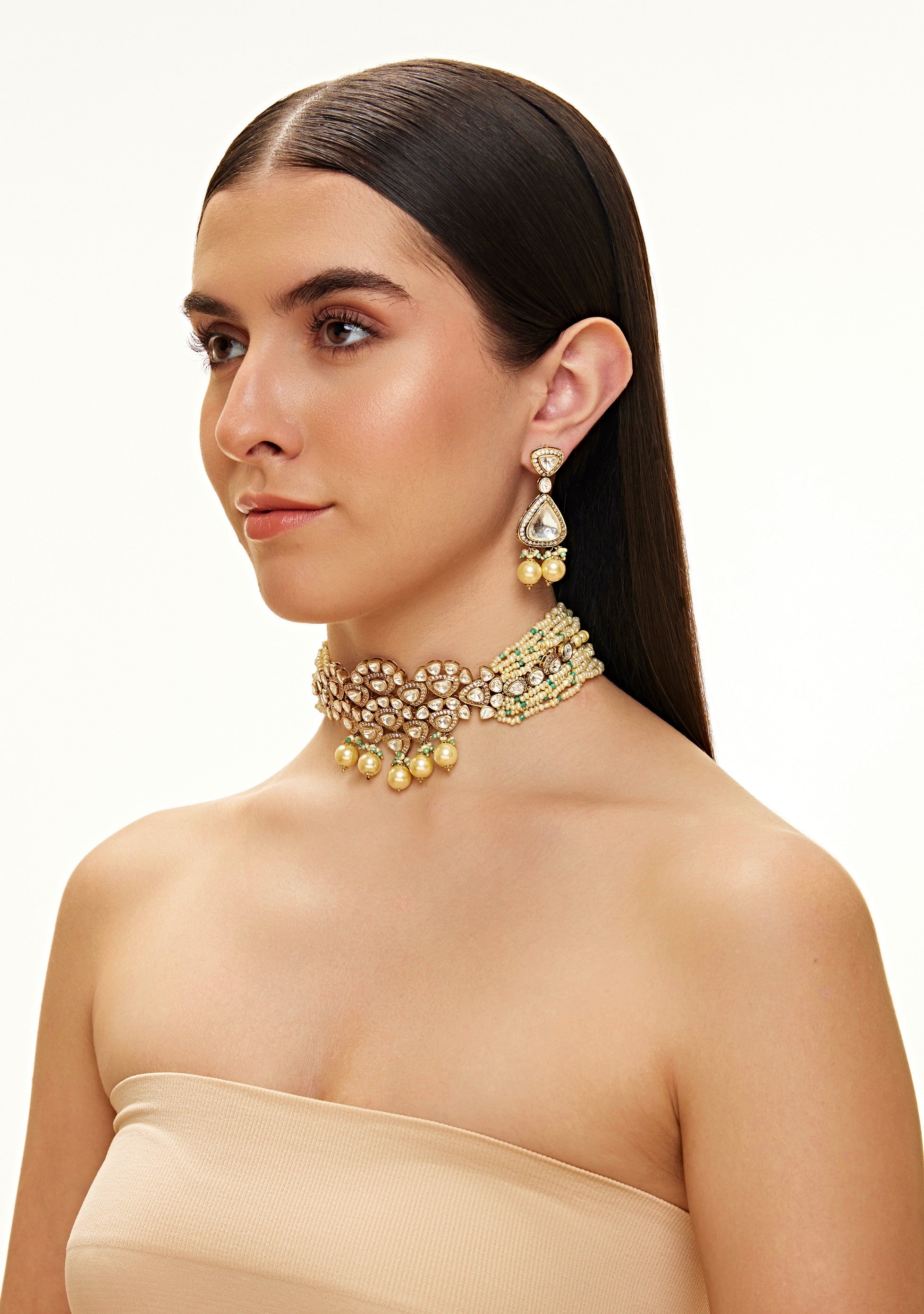 Grisha polki mukta choker set