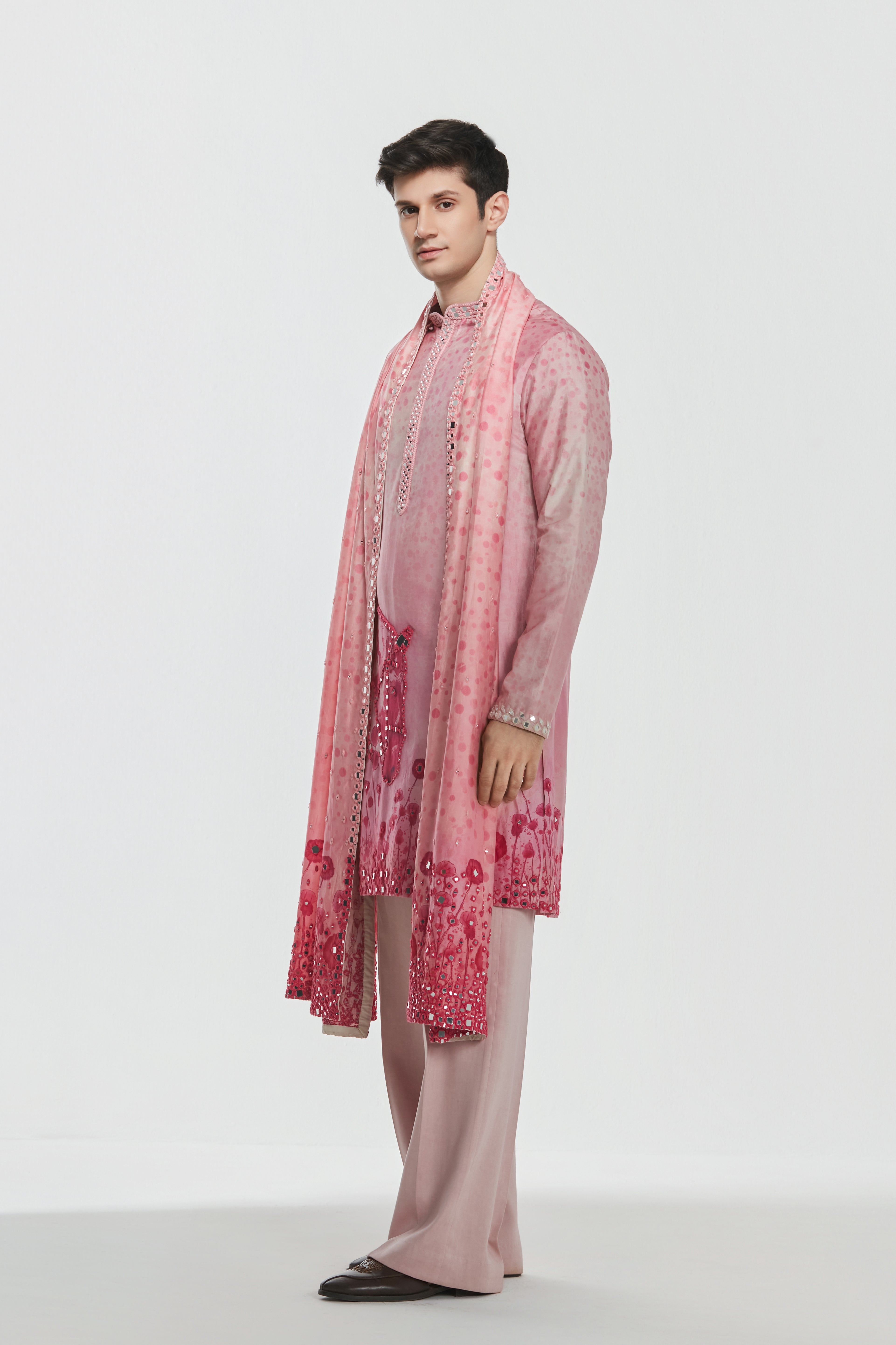 Kurta and stole - Heavy chanderi , Pant-Cotton twill
