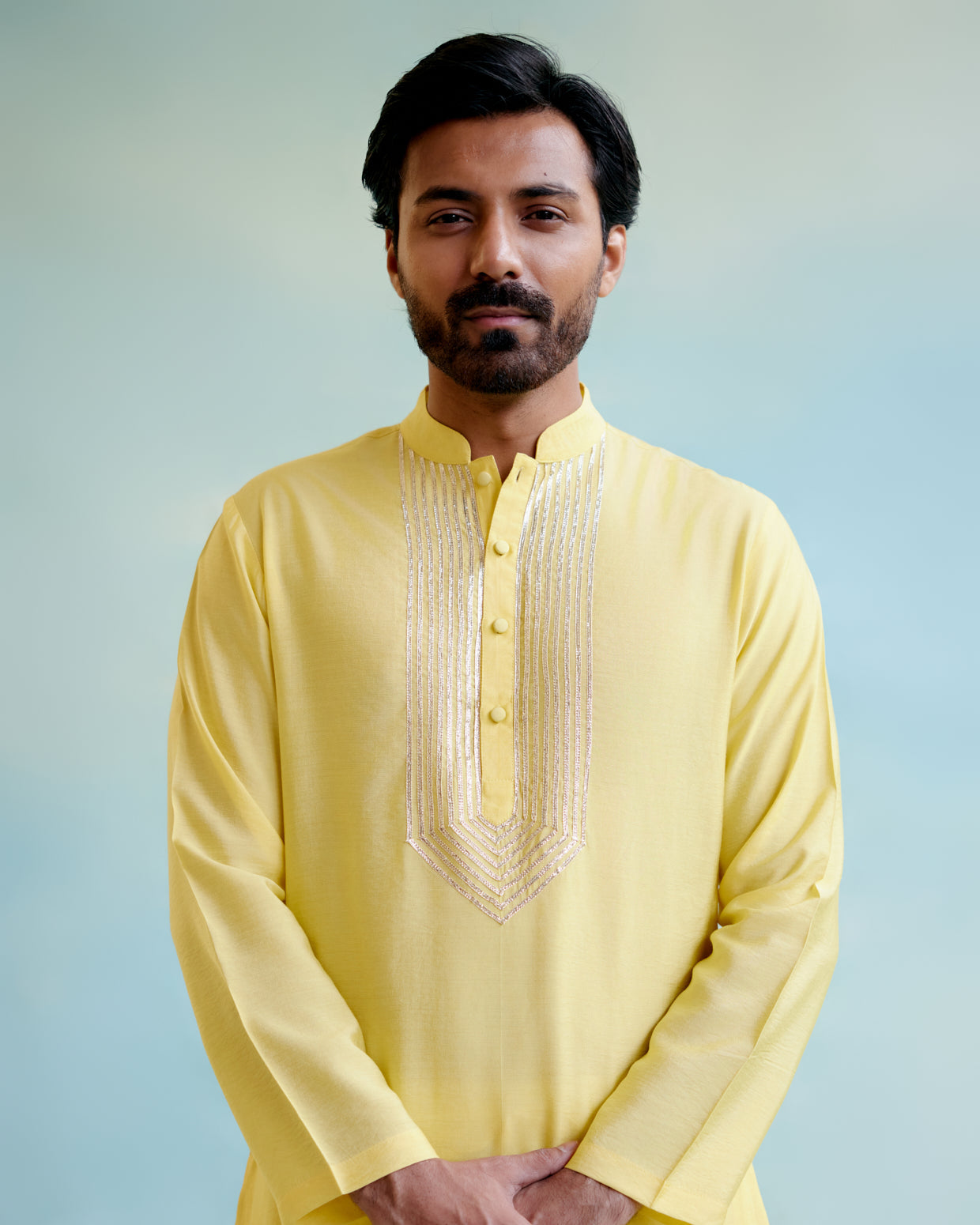 Sunshine Glow Chanderi Gota Kurta with Chanderi Narrow Pants