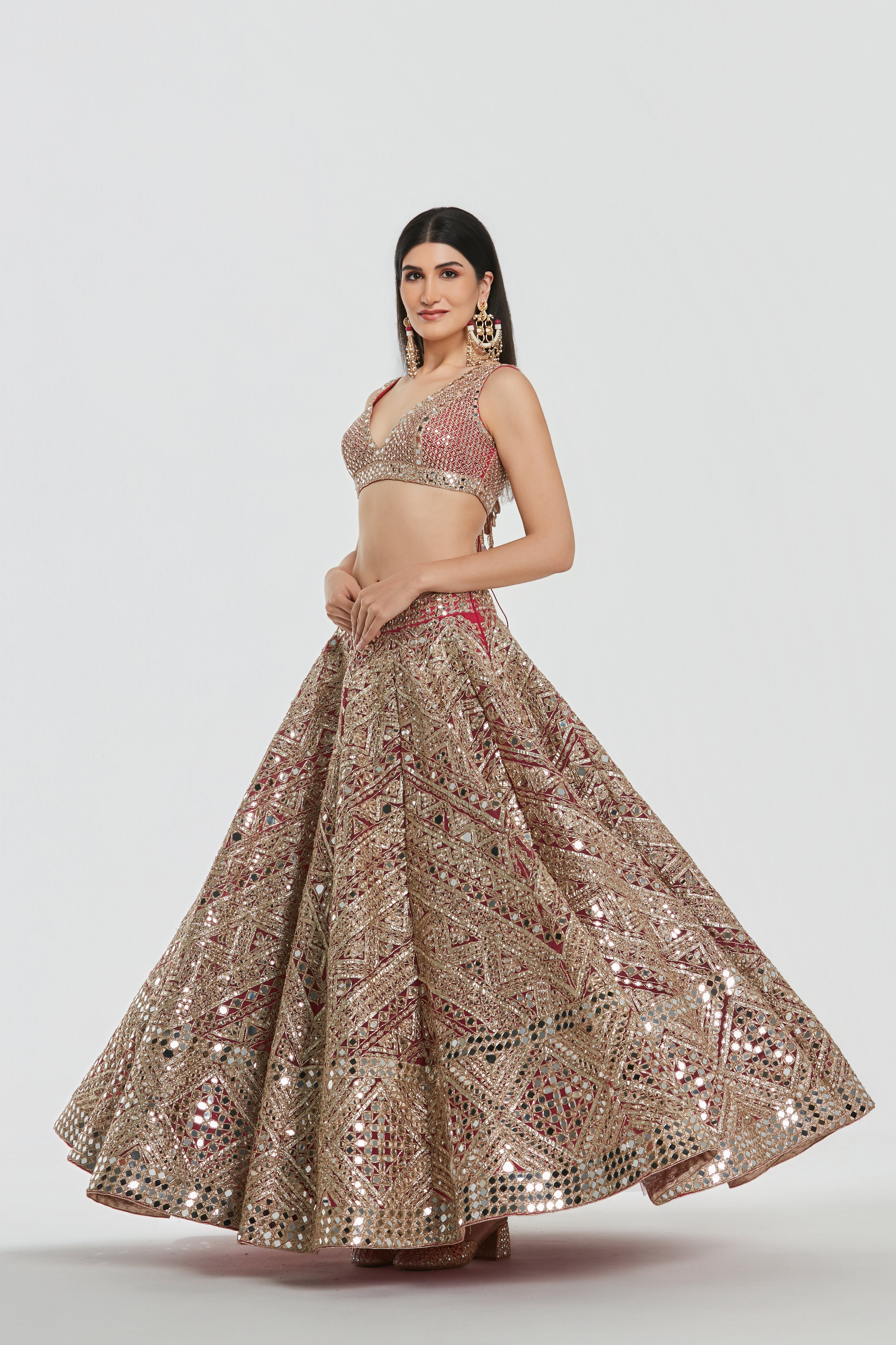 Mirror work , zari , Gota