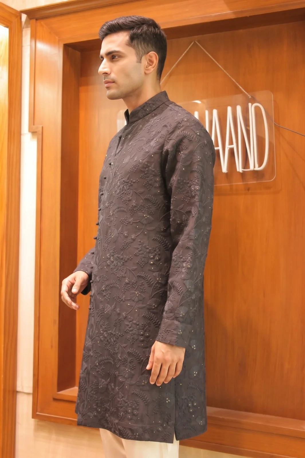 Deep Black Silk Kurta