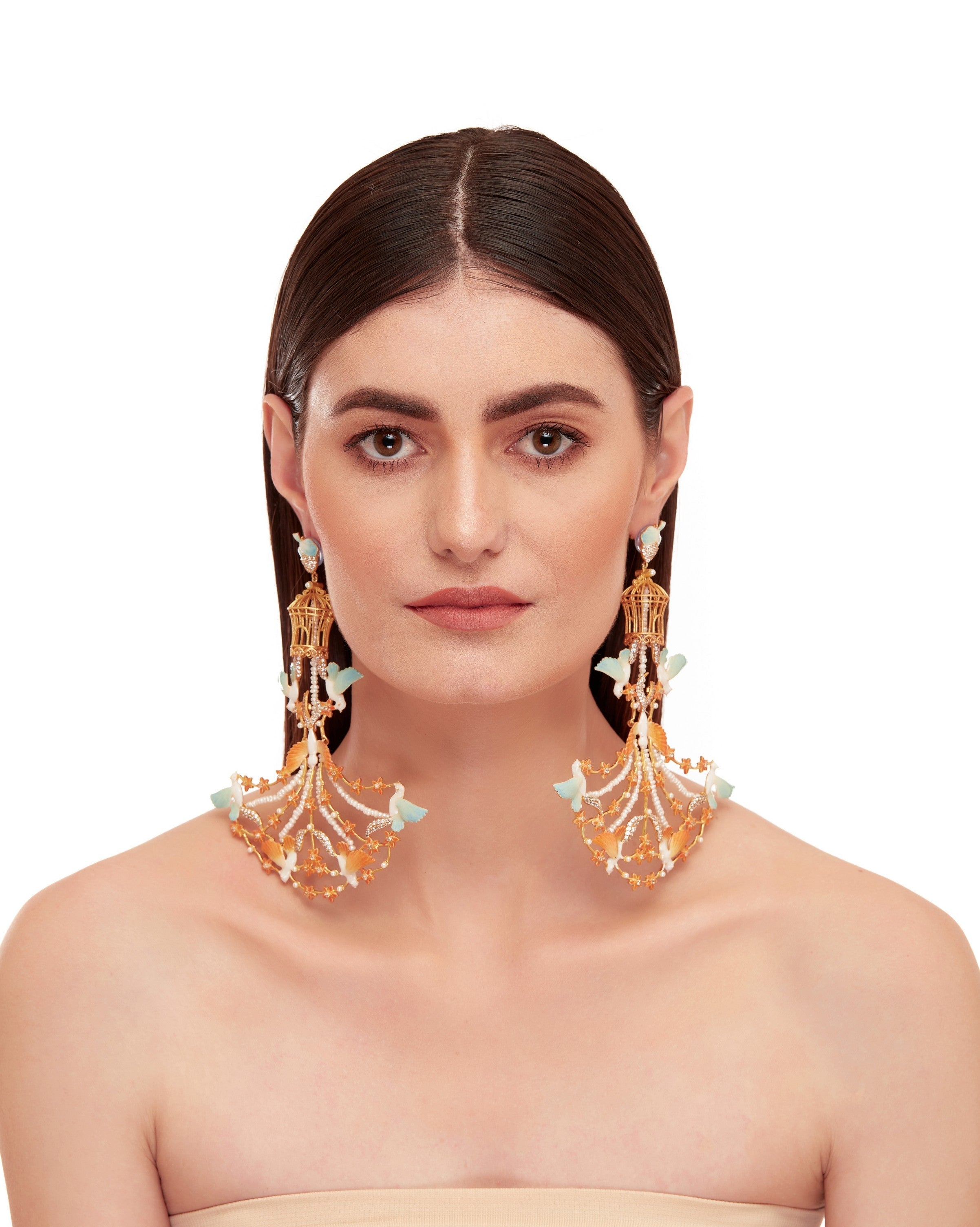 Open Cage chandelier Earrings