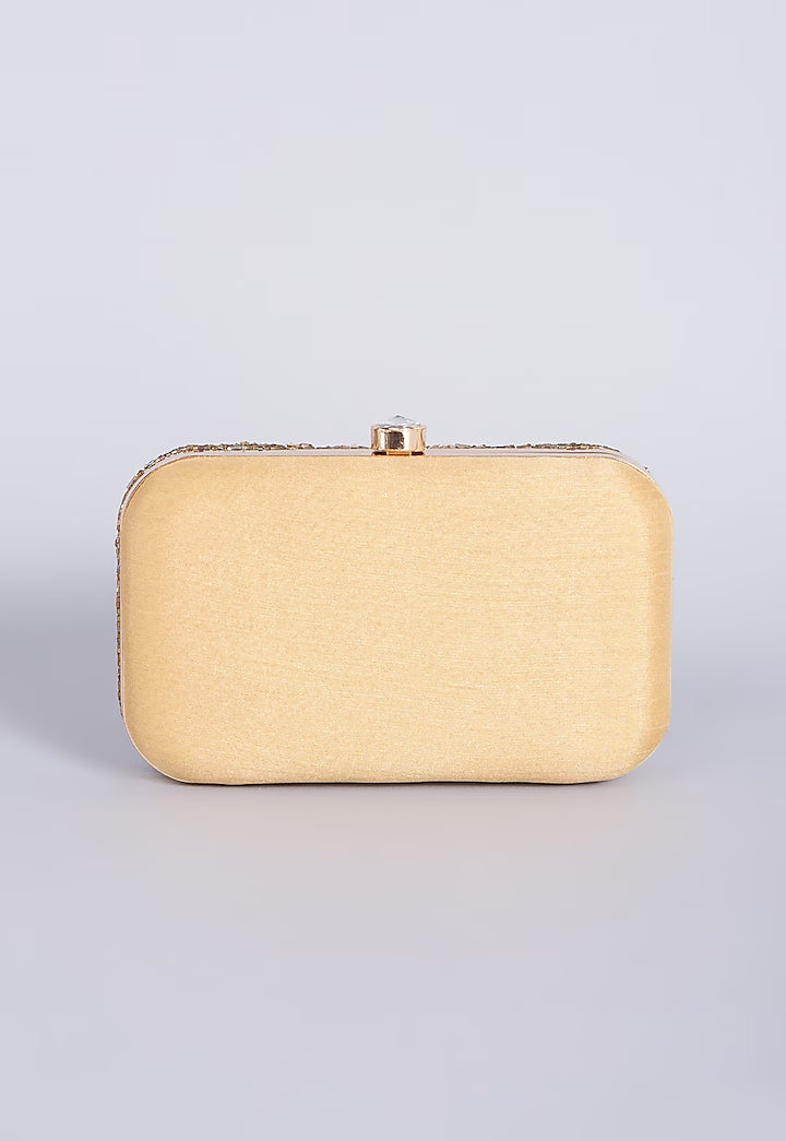 Gold zigzag sequins Handembroidered Clutch