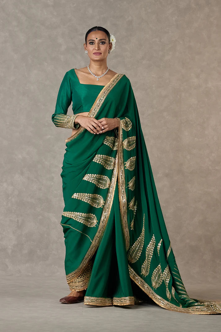 Dark Green 'Son-Patti' Saree 2